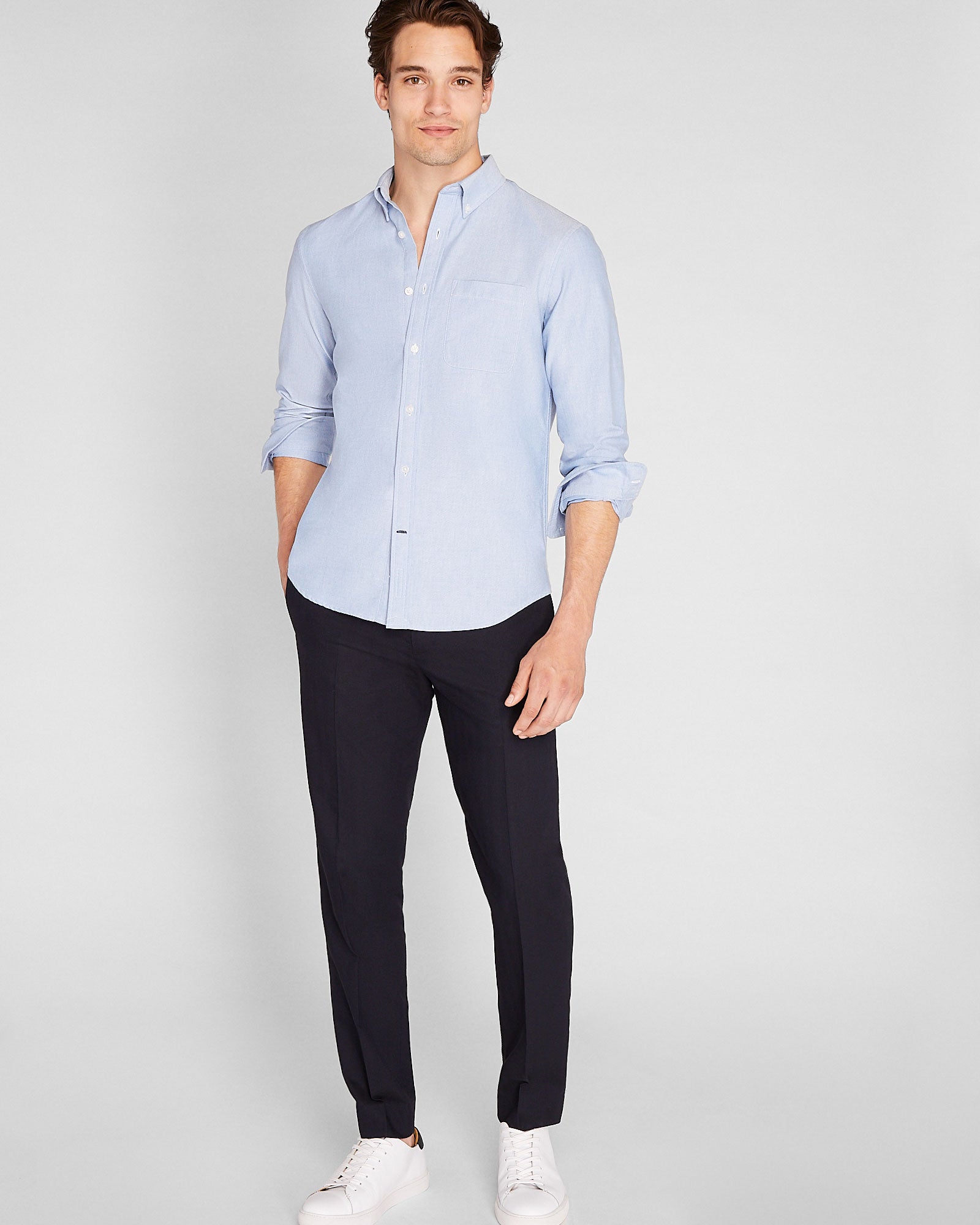 CLUB MONACO - Sutton Herringbone Dress Pants - Navy