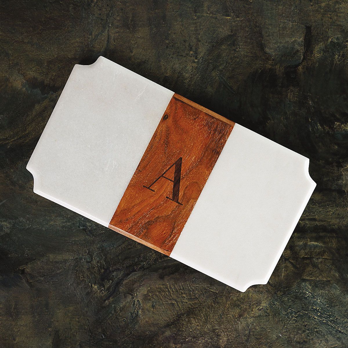 CLUB MONACO - White Marble & Wood Serving Board -