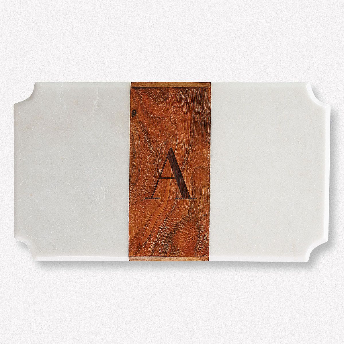CLUB MONACO - White Marble & Wood Serving Board -