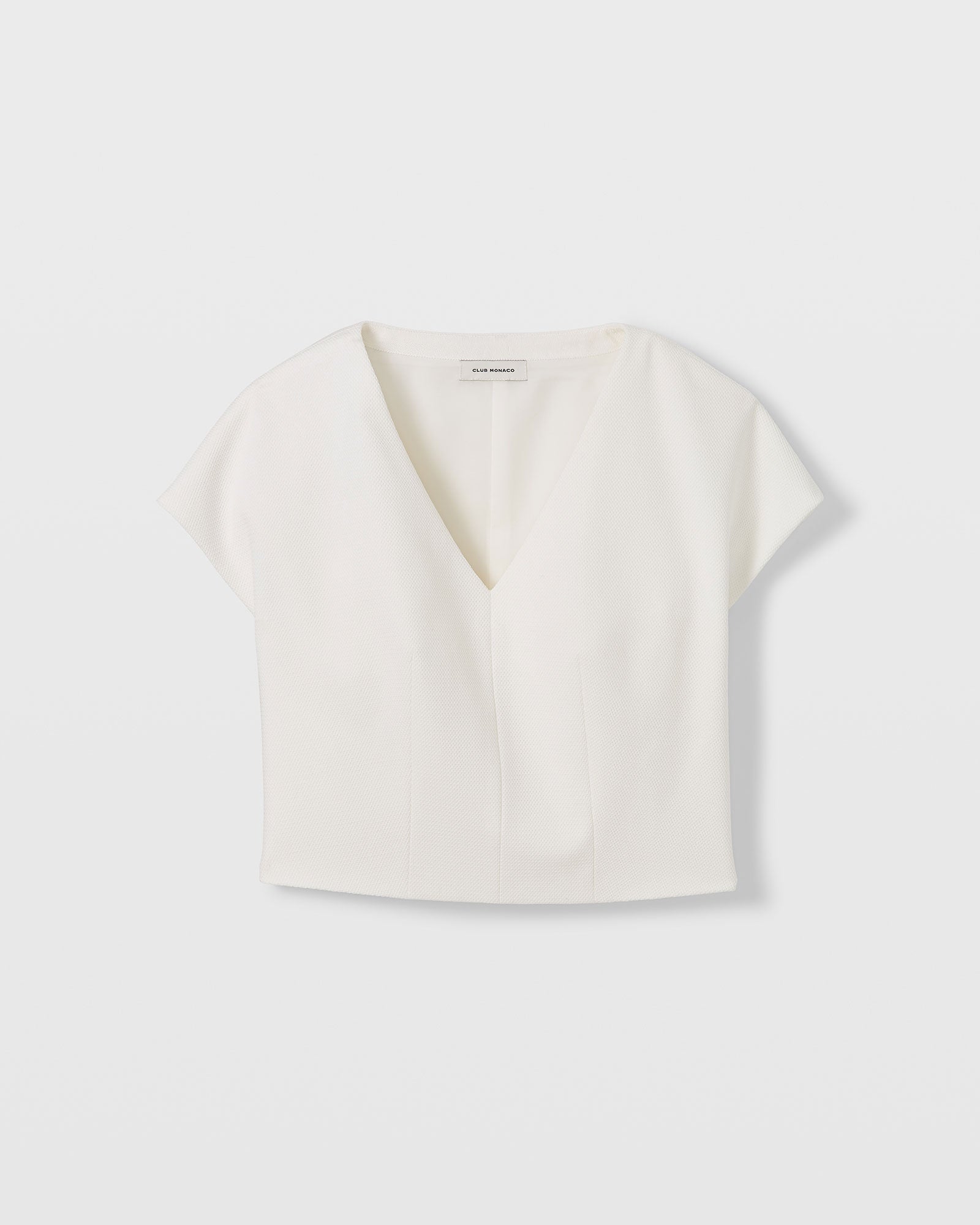 CLUB MONACO - Haut texturé à encolure en V - Blanc