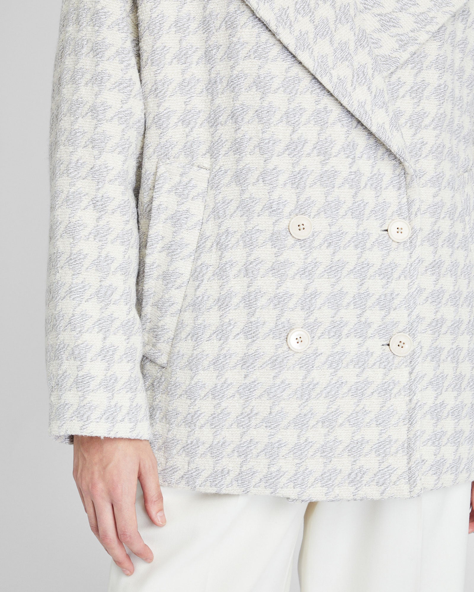 CLUB MONACO - Manteau court texturé croisé - Gris Chiné Clair
