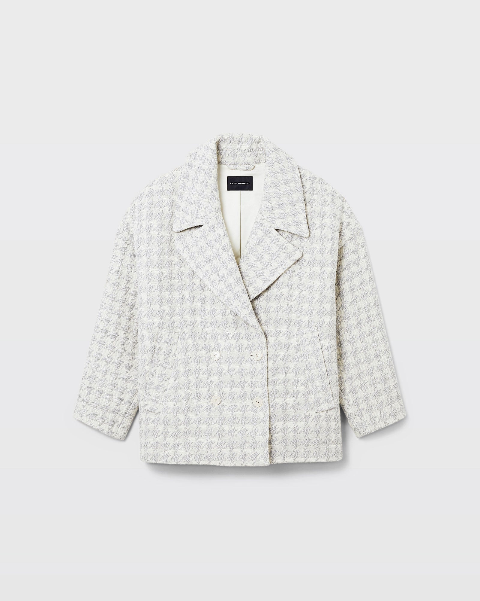CLUB MONACO - Manteau court texturé croisé - Gris Chiné Clair