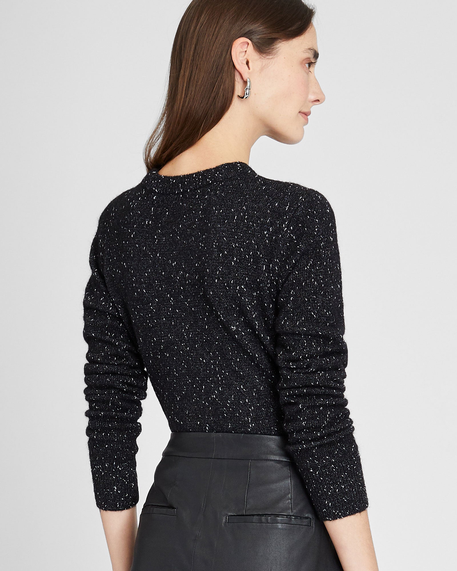 CLUB MONACO - Bouclé Crewneck Glitter Sweater - Black