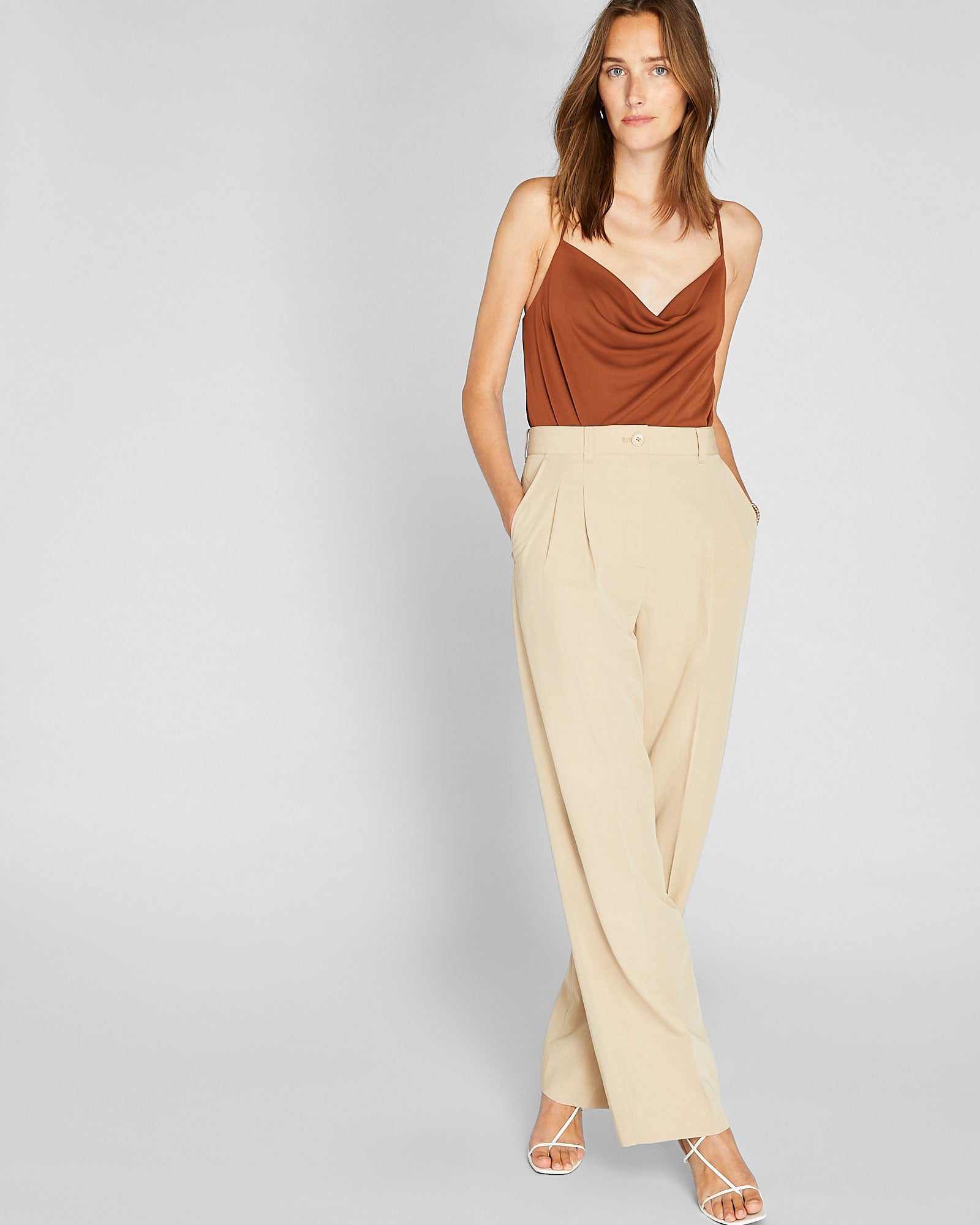 CLUB MONACO - Cowl Neck Matte Jersey Cami - Tortoise Amber