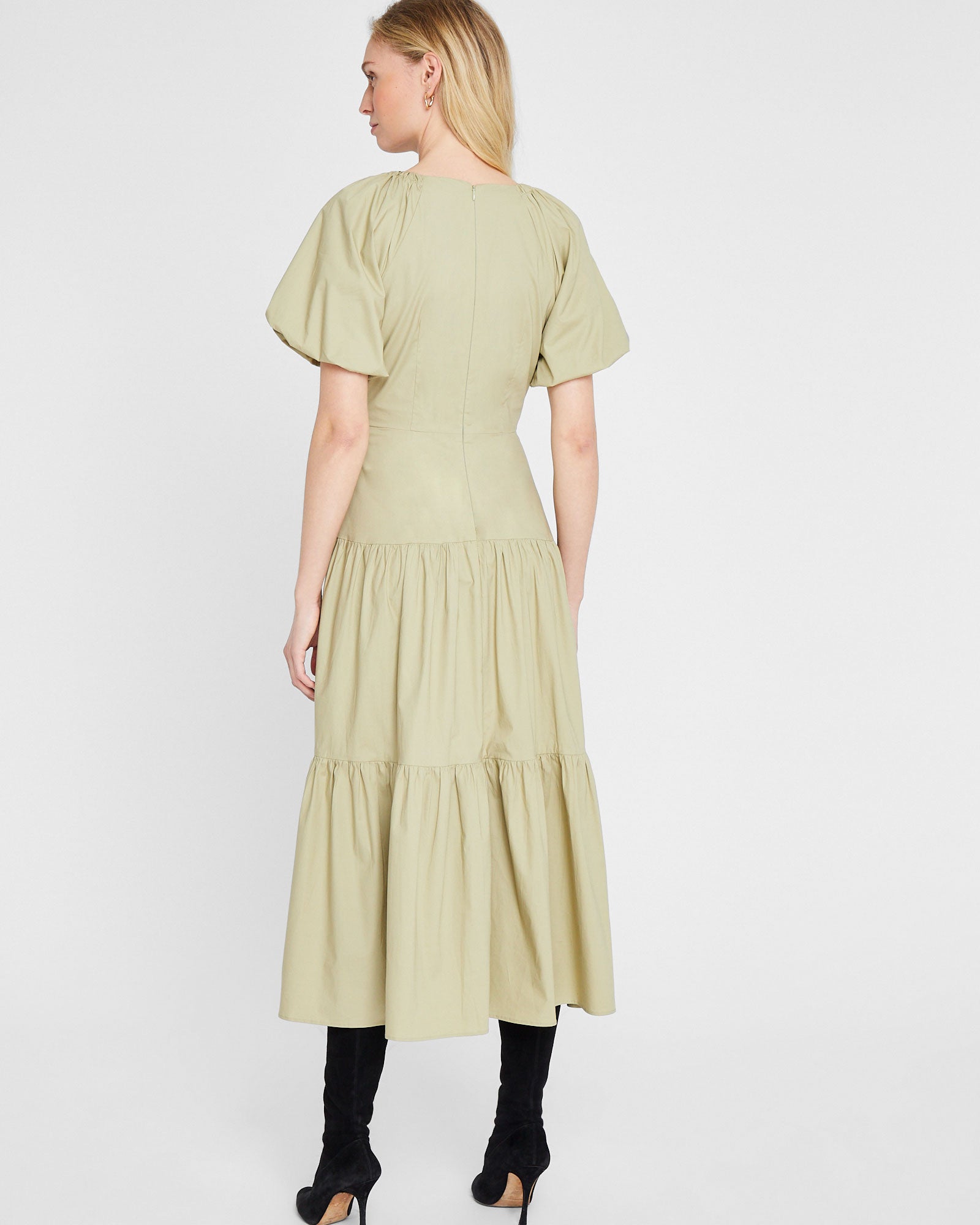 CLUB MONACO - Tiered V-Neck Maxi Dress - Light Green
