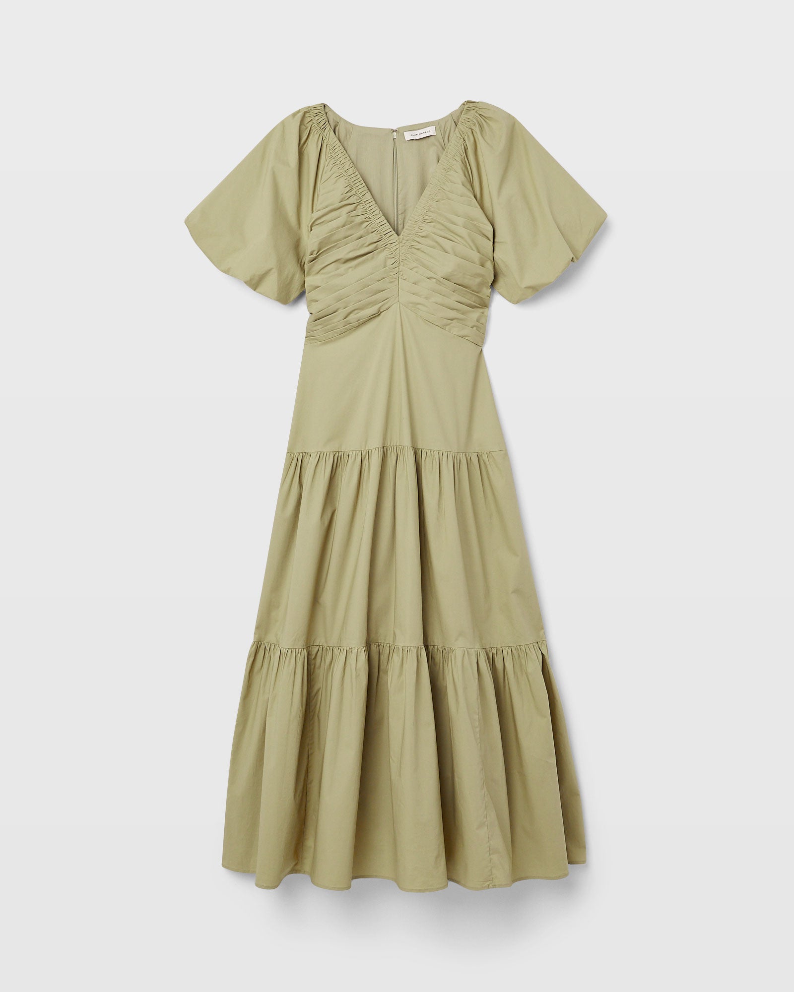 CLUB MONACO - Tiered V-Neck Maxi Dress - Light Green