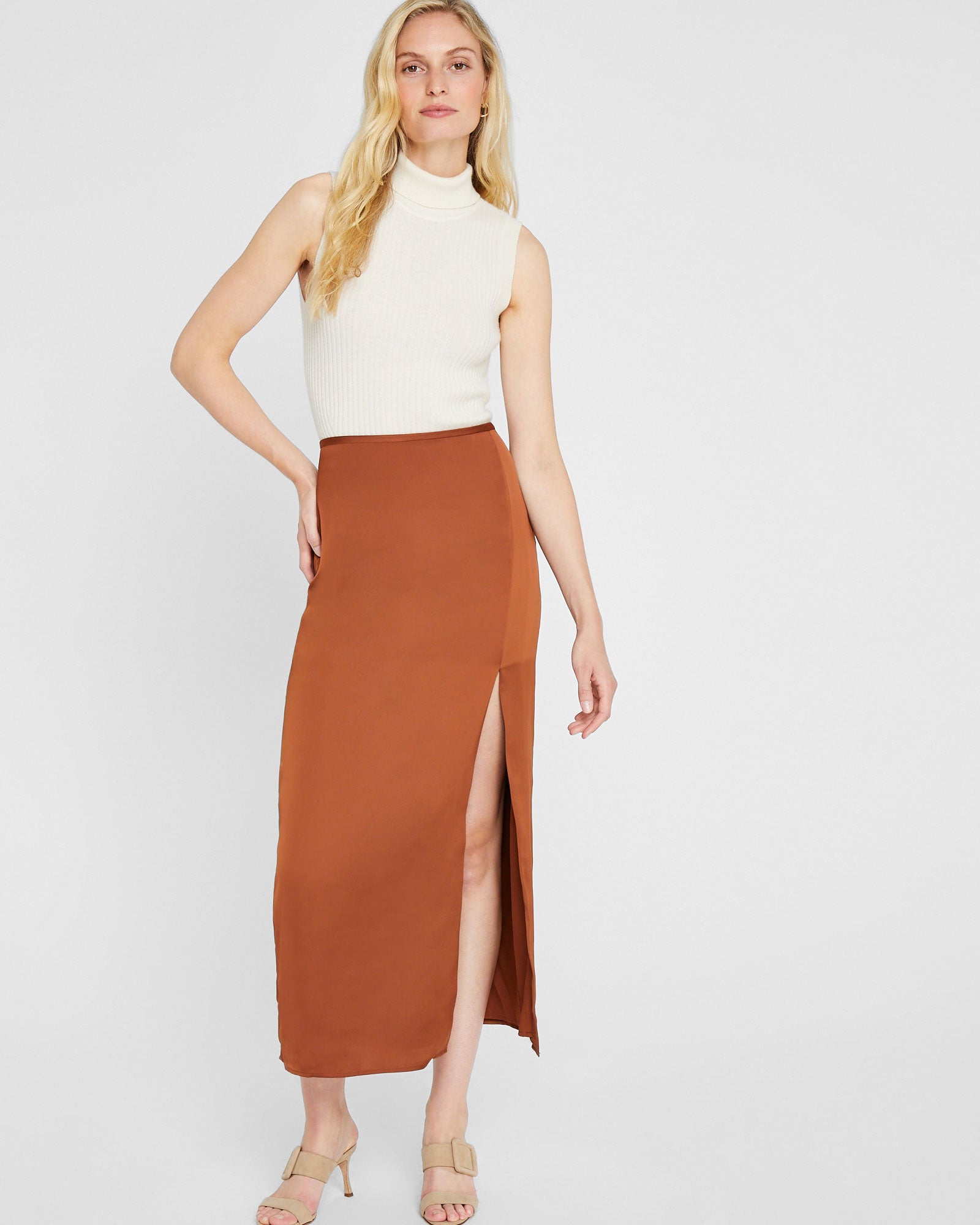 CLUB MONACO - Jupe longue Trycia - Tortue Ambre