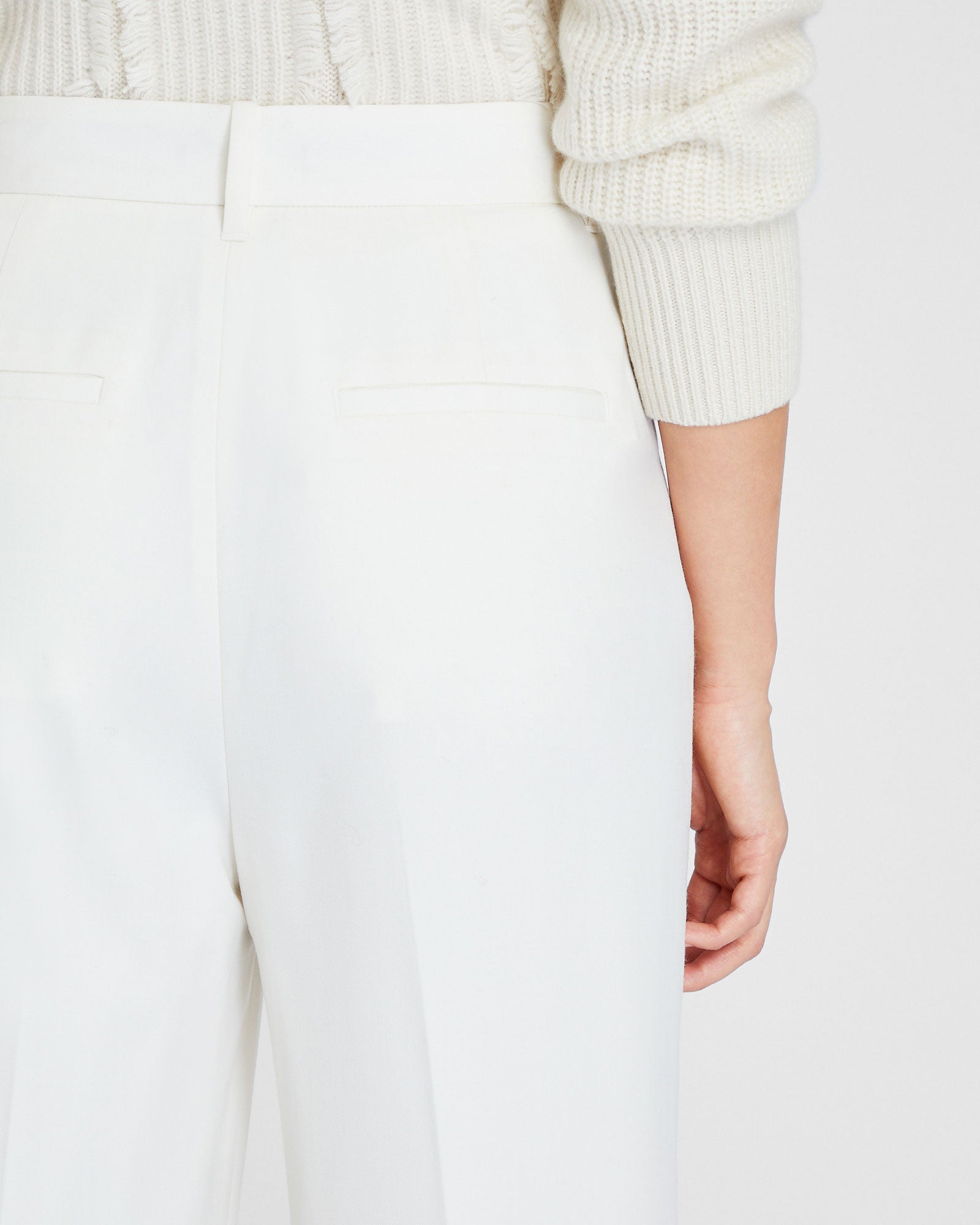 CLUB MONACO - Pantalon à plis en laine légère - Blanc Cassé