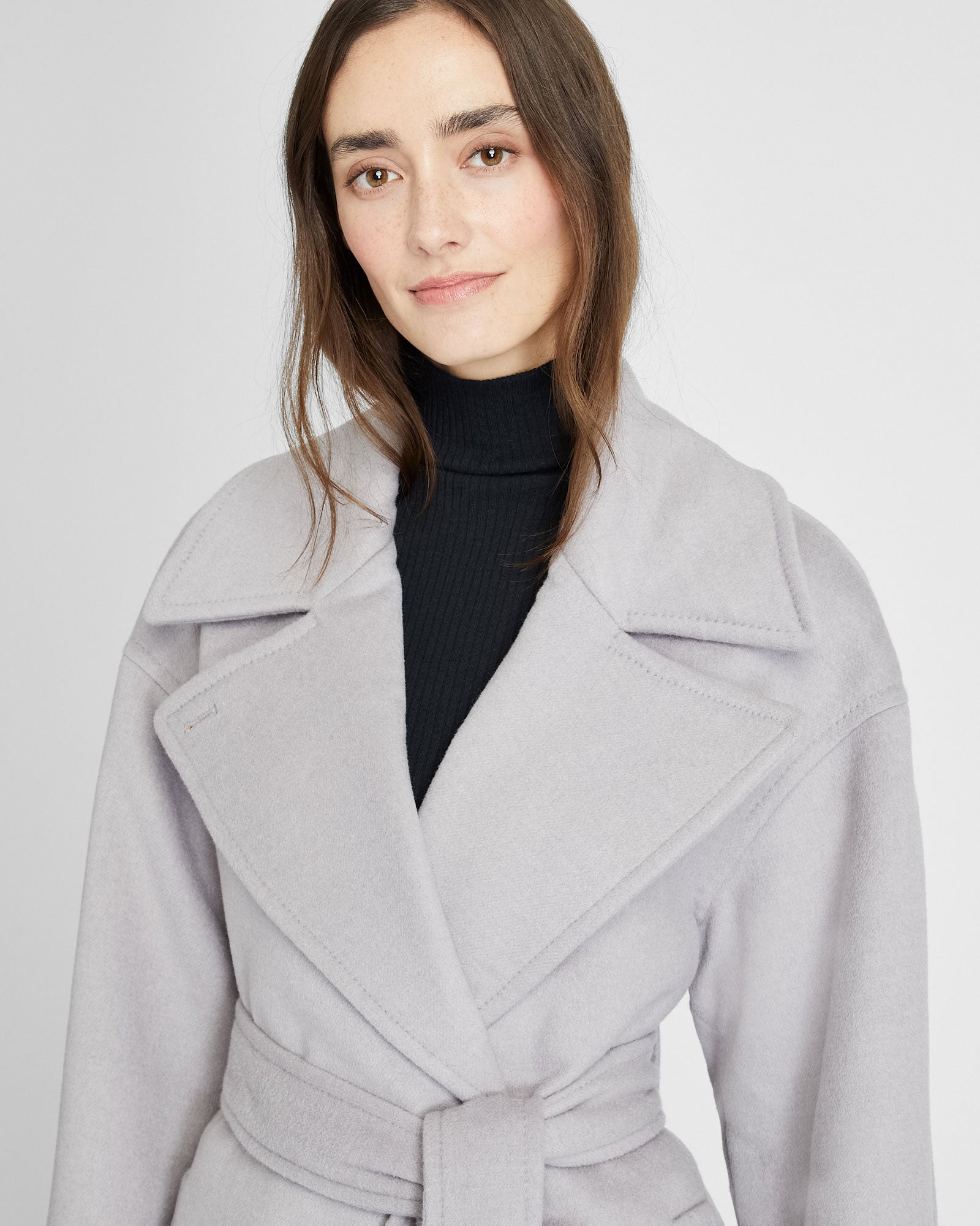 CLUB MONACO - Tie Waist Wrap Coat - Soft Lavender