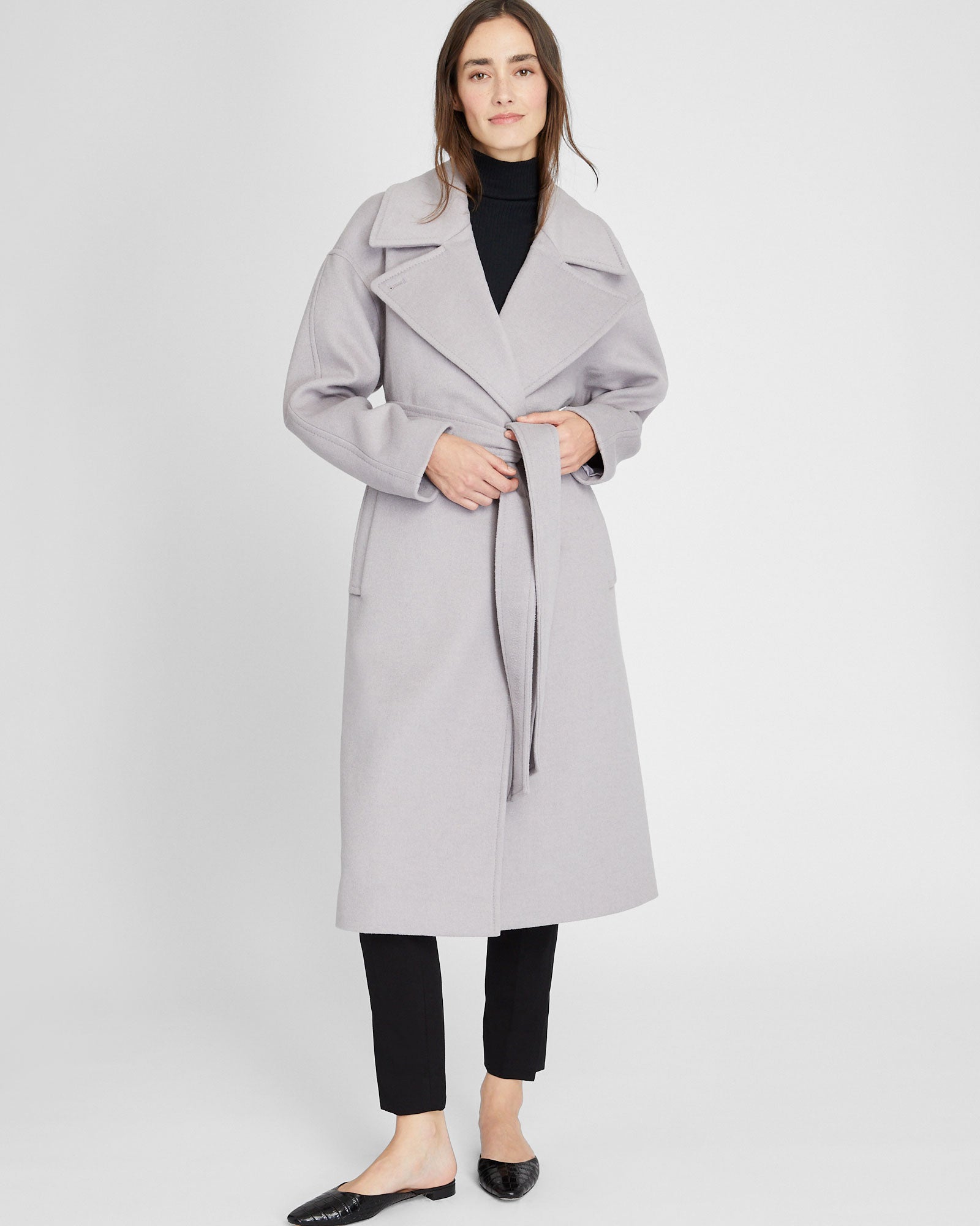 CLUB MONACO - Tie Waist Wrap Coat - Soft Lavender