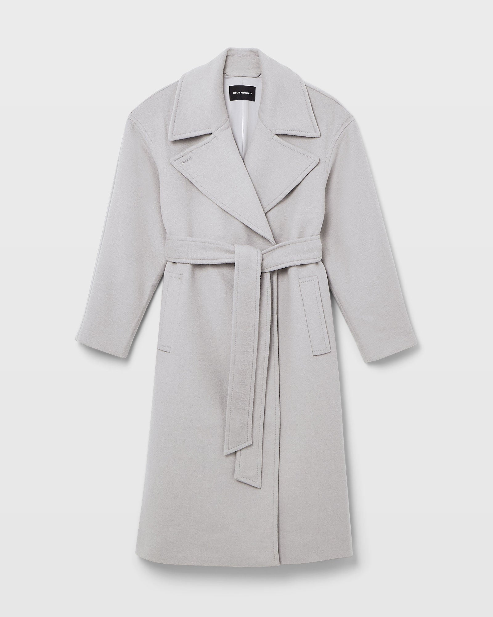 CLUB MONACO - Tie Waist Wrap Coat - Soft Lavender