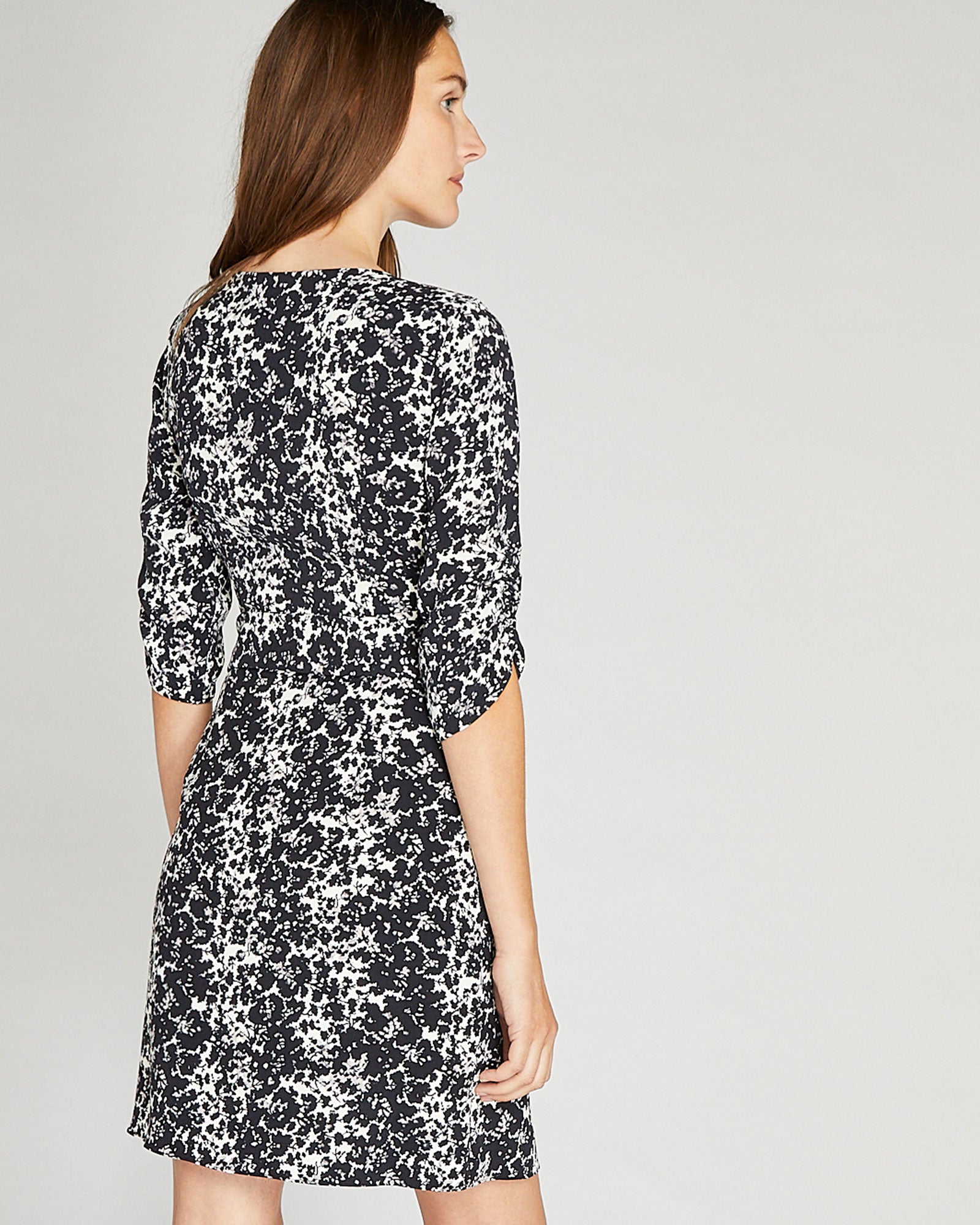 CLUB MONACO - Robe portefeuille manche froncée - Mélange blax