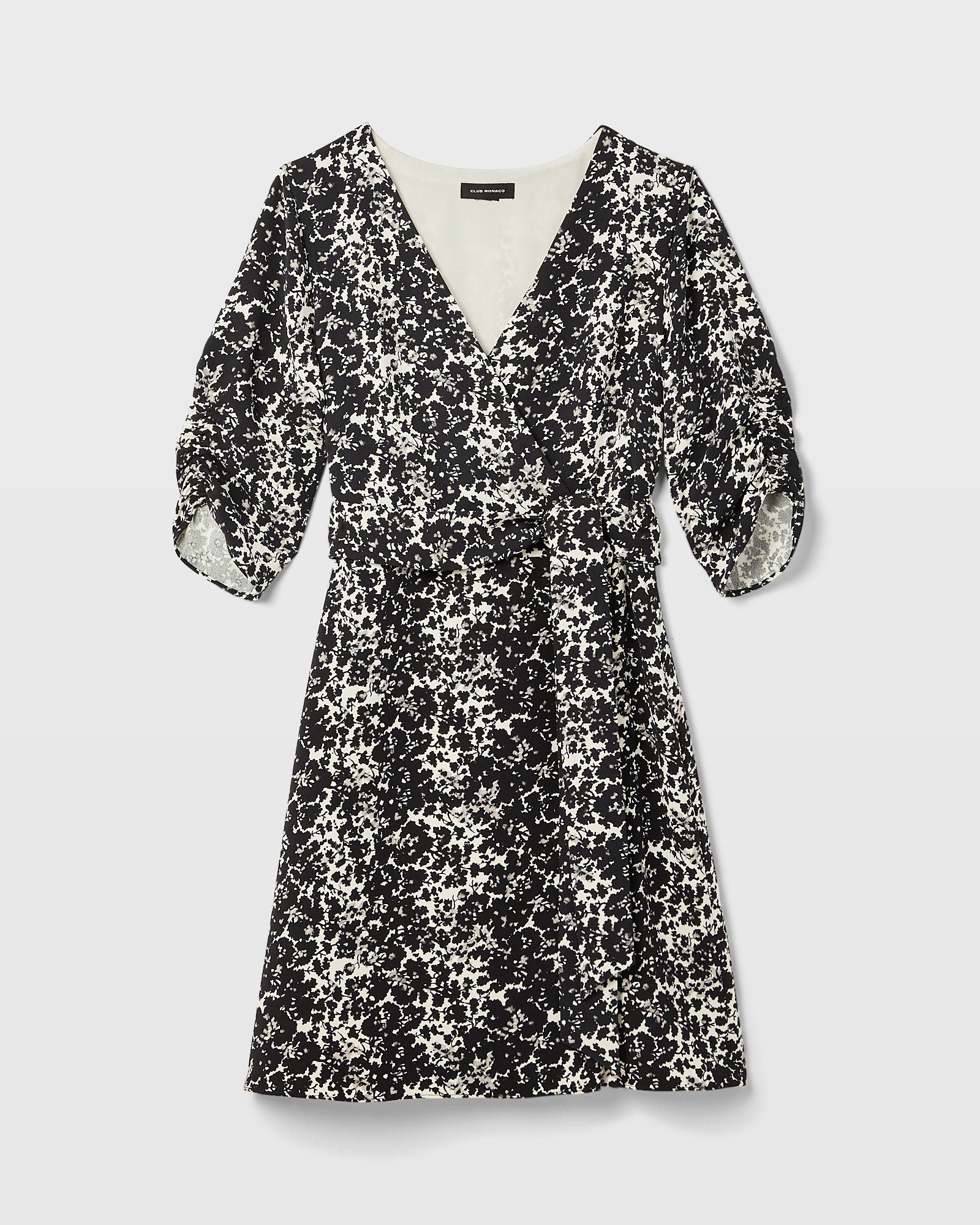 CLUB MONACO - Robe portefeuille manche froncée - Mélange blax