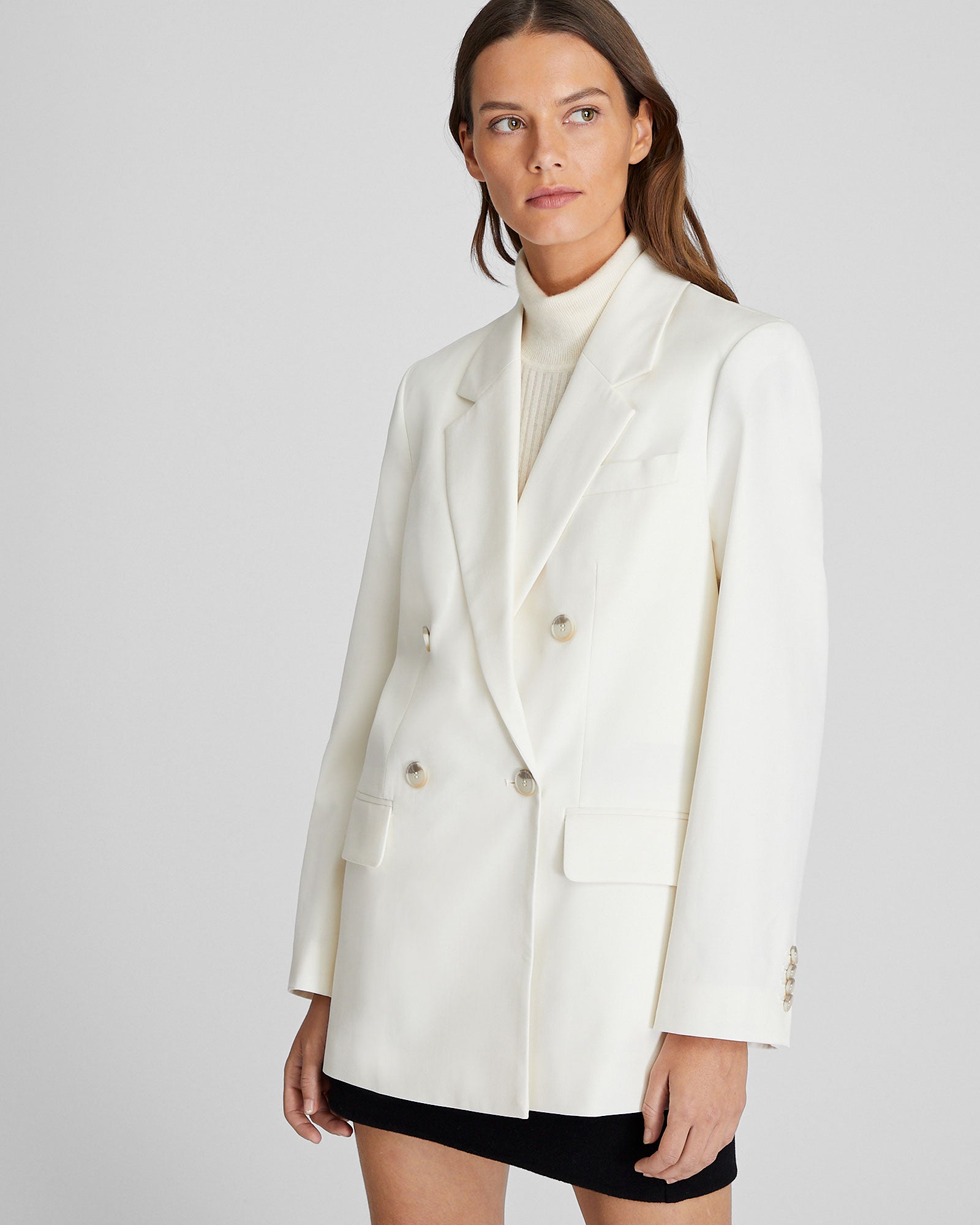 CLUB MONACO - Lightweight Wool Relaxed Double Breasted Blazer - Off White