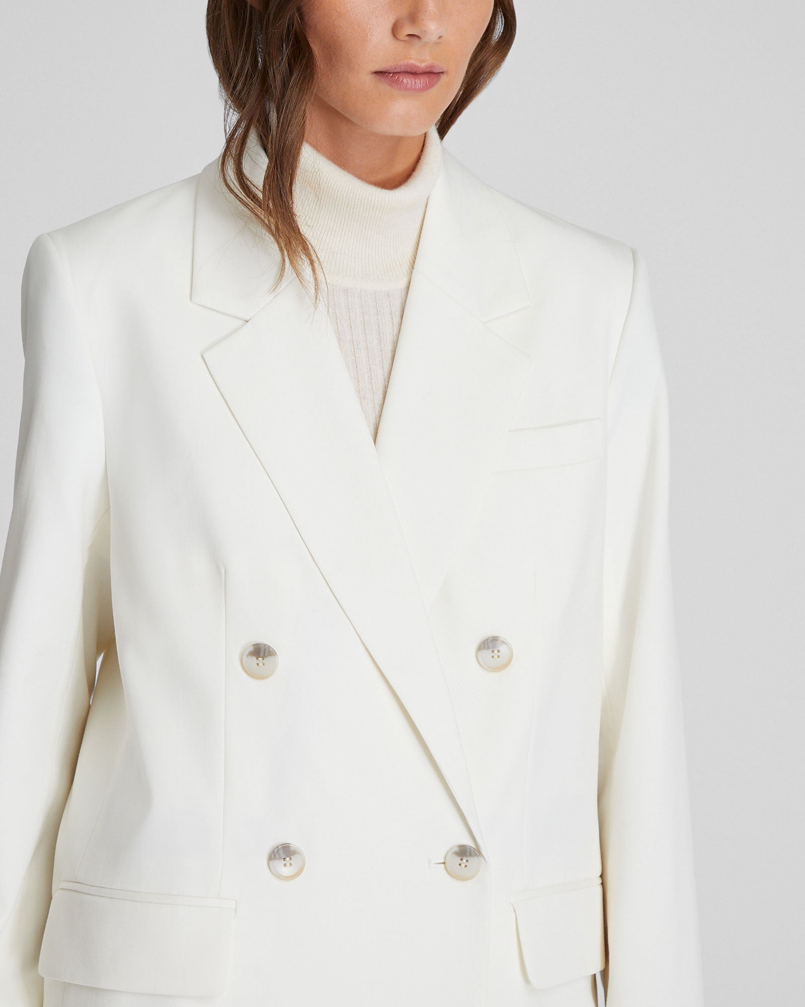 CLUB MONACO - Lightweight Wool Relaxed Double Breasted Blazer - Off White