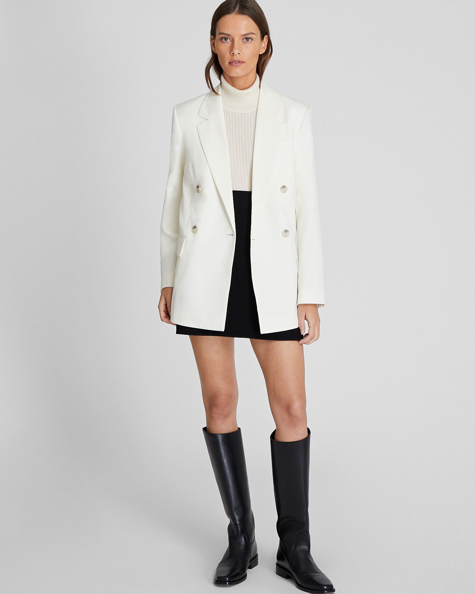 CLUB MONACO - Lightweight Wool Relaxed Double Breasted Blazer - Off White
