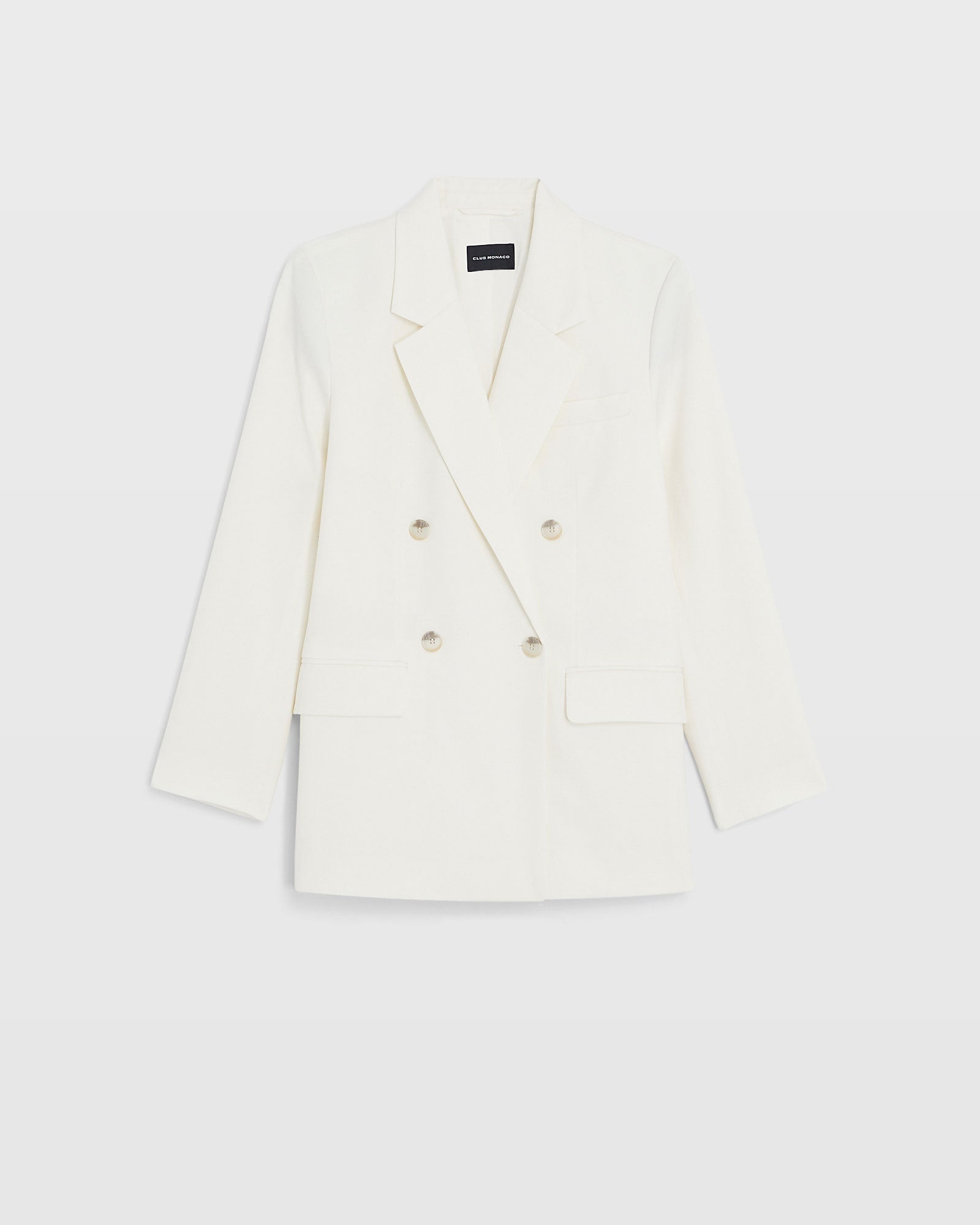 CLUB MONACO - Lightweight Wool Relaxed Double Breasted Blazer - Off White
