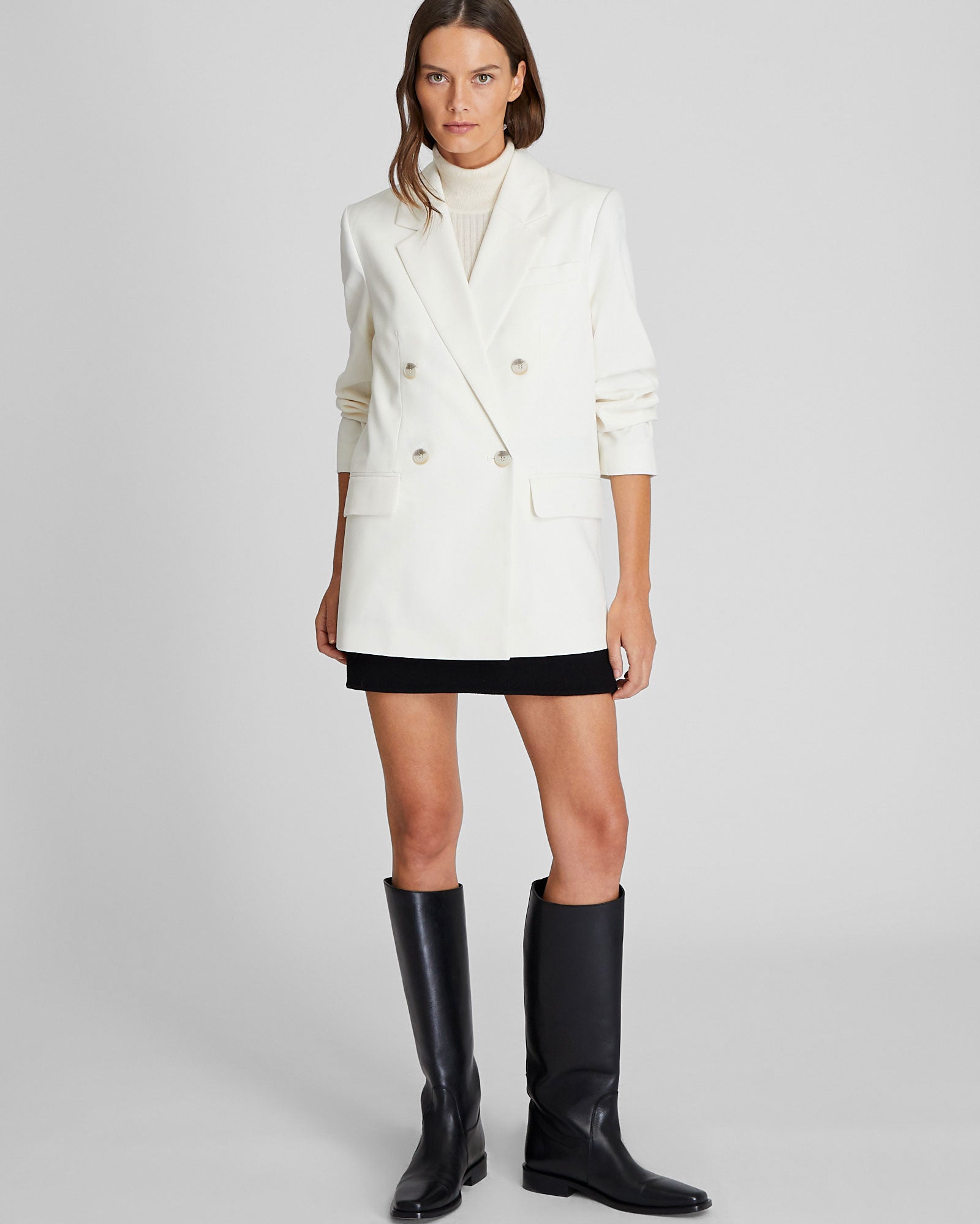 CLUB MONACO - Lightweight Wool Relaxed Double Breasted Blazer - Off White