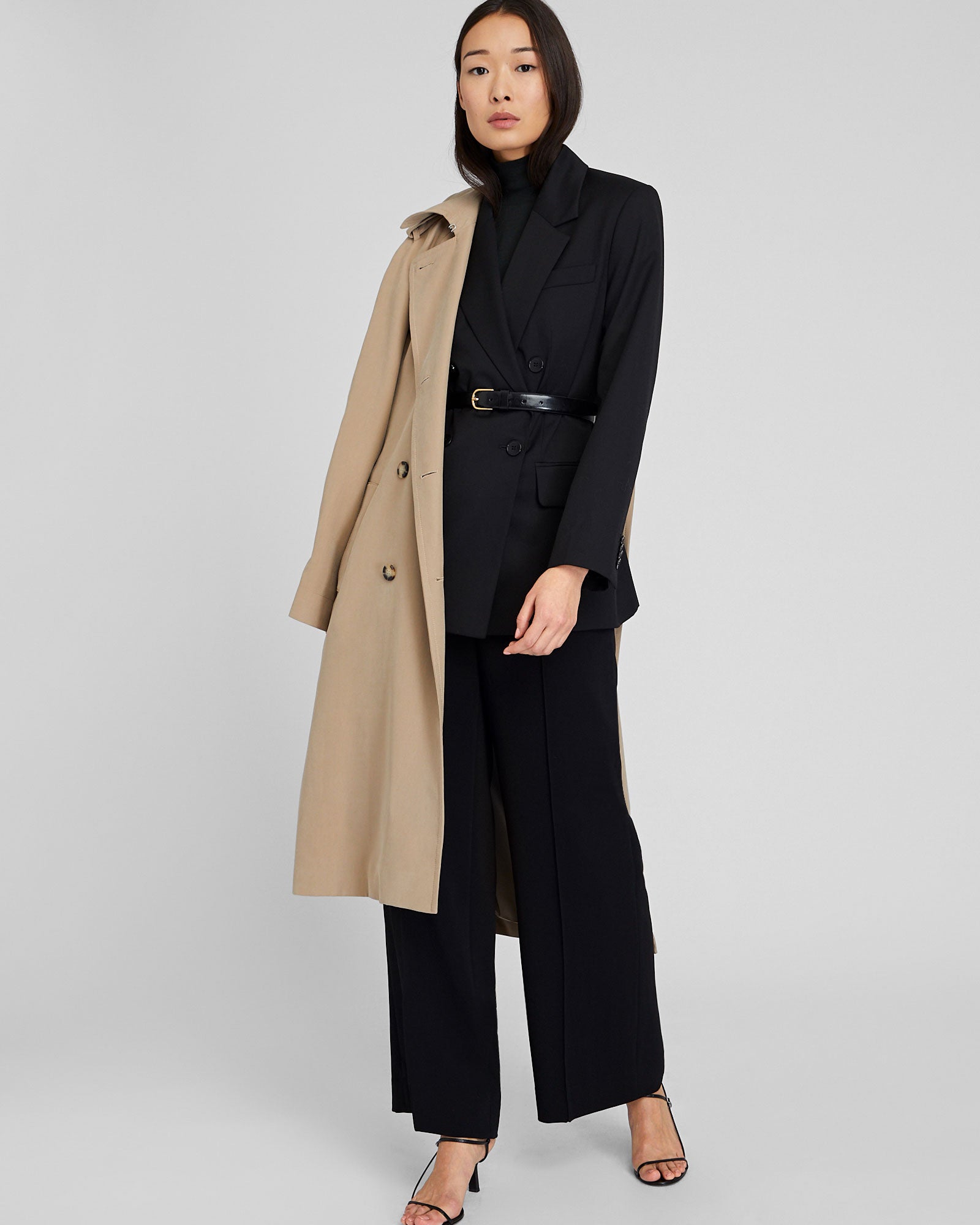 CLUB MONACO - Lightweight Wool Relaxed Double Breasted Blazer - Black