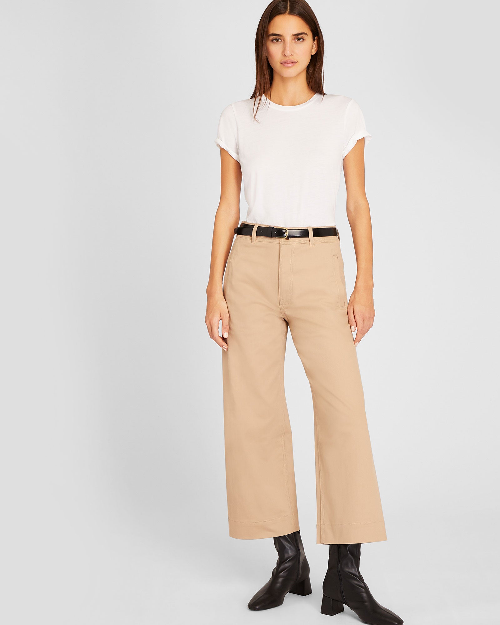 CLUB MONACO - High Rise Cropped Twill Pant - Sesame