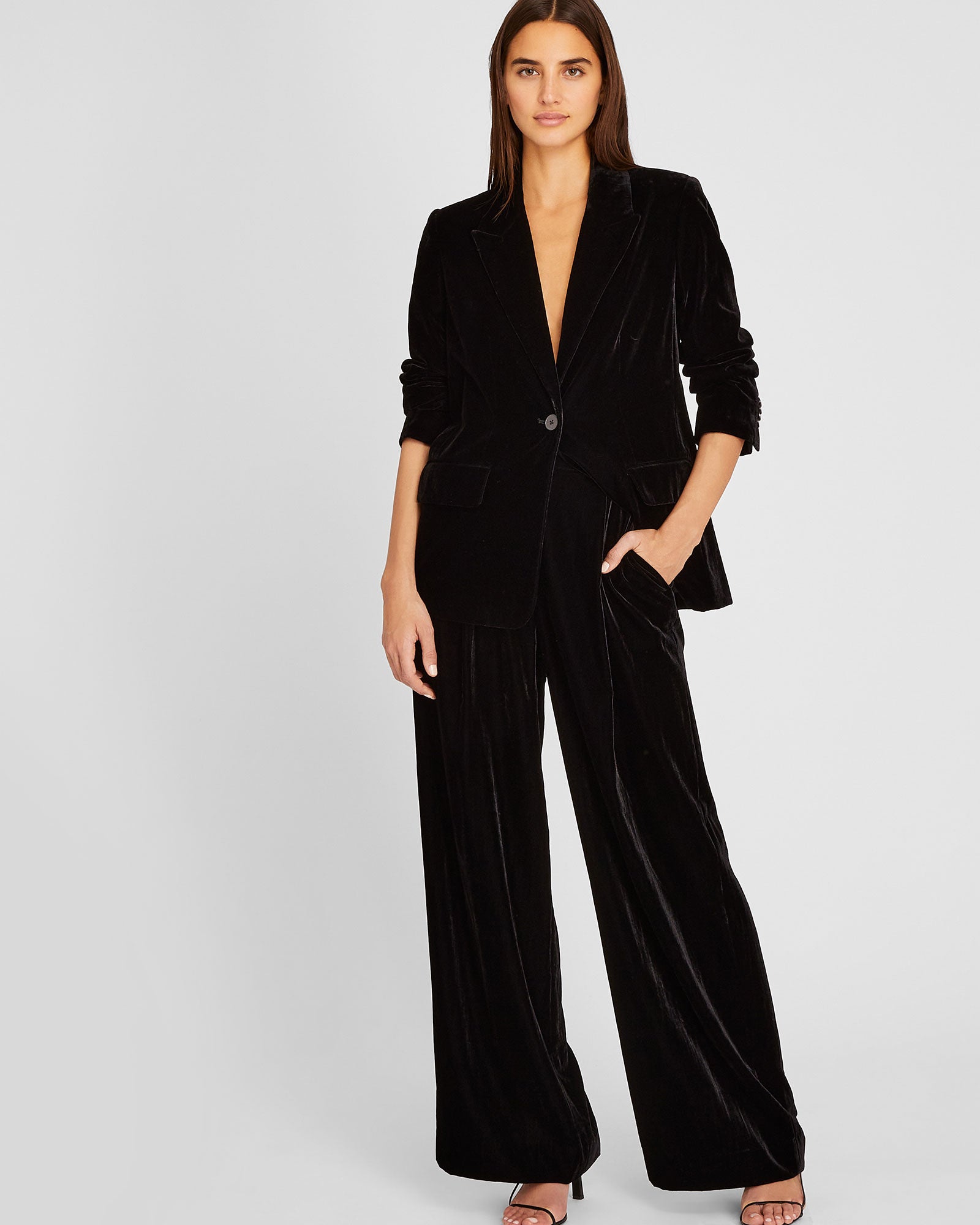 CLUB MONACO - High Rise Velvet Trouser - Black