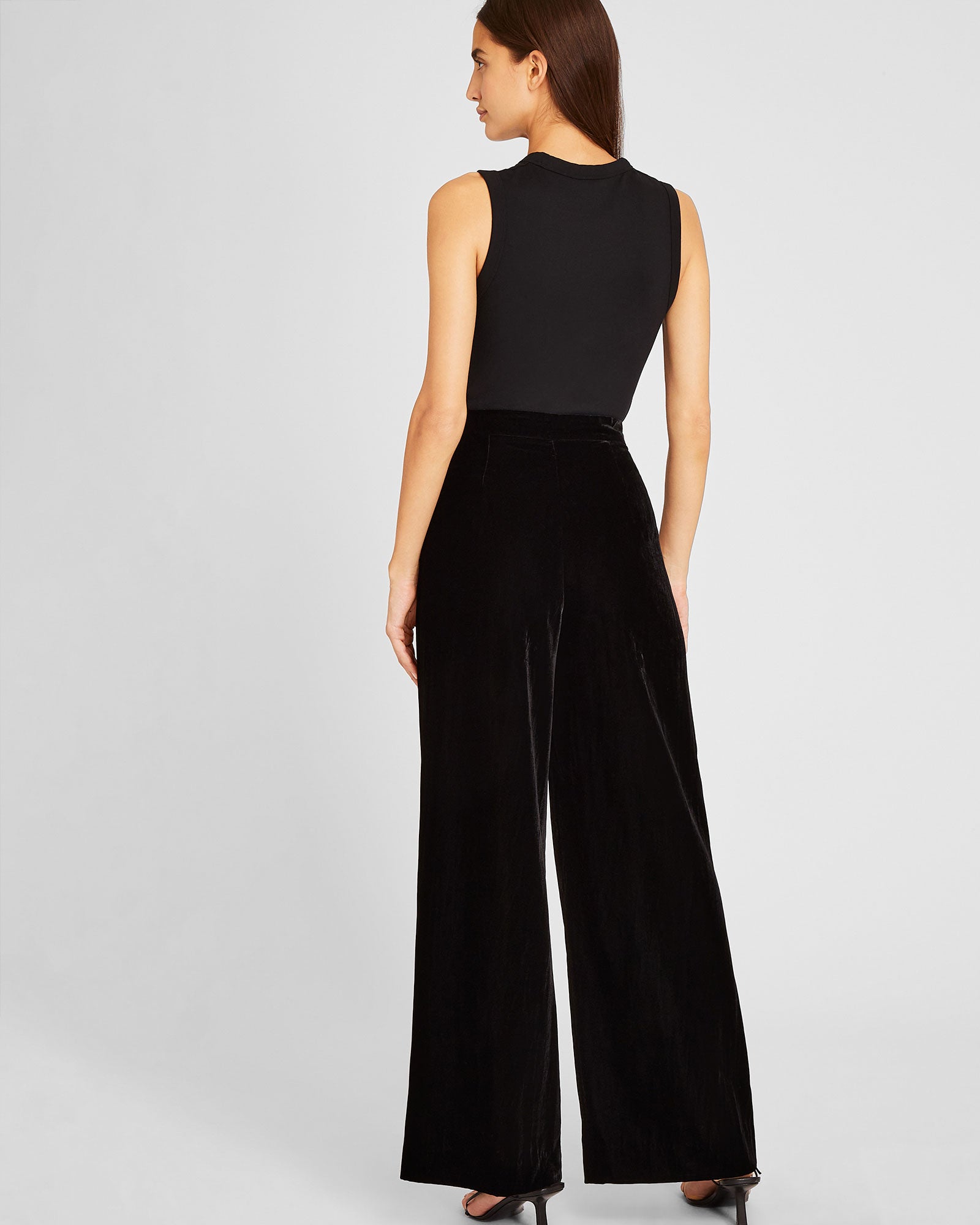 CLUB MONACO - High Rise Velvet Trouser - Black