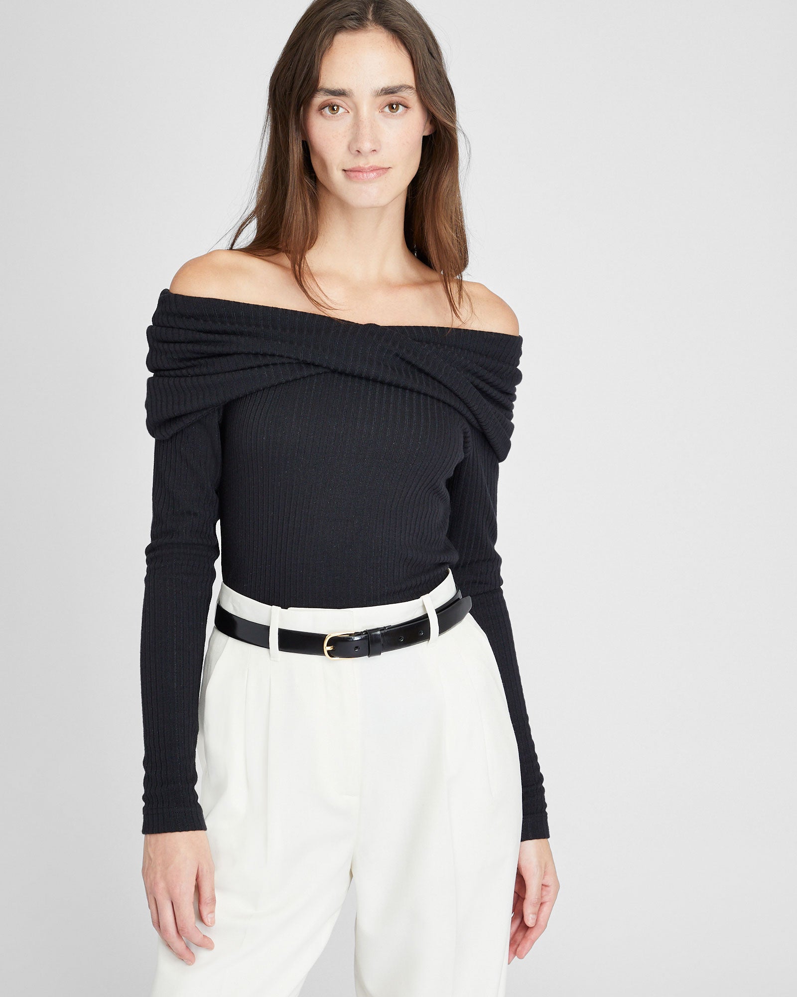 CLUB MONACO - Off-The-Shoulder Knit Top - Black