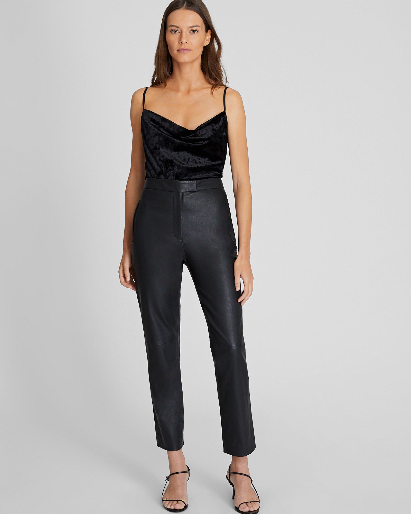 CLUB MONACO - Crushed Velvet Cowl Neck Cami - Black