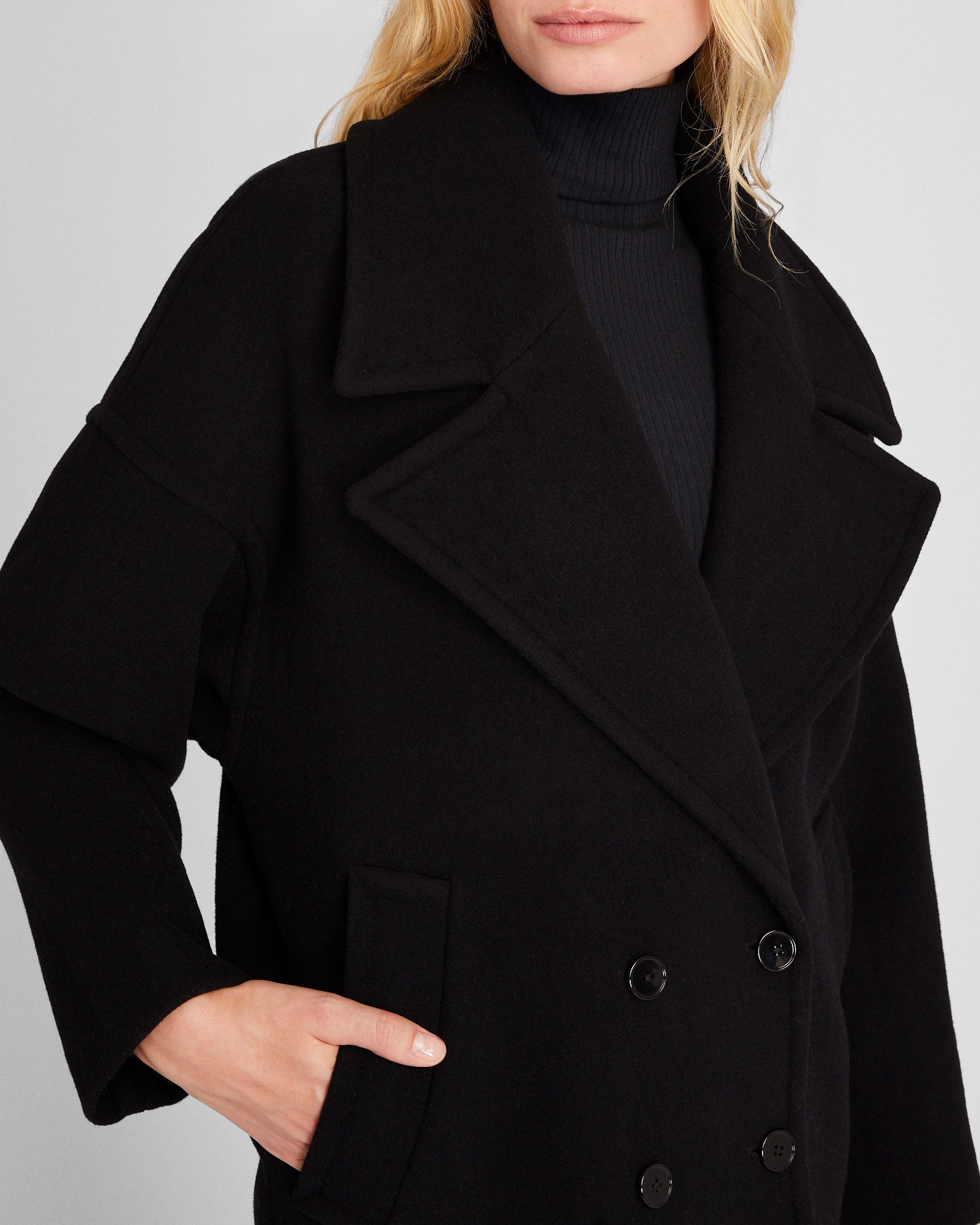 CLUB MONACO - Manteau court croisé décontracté - Noir