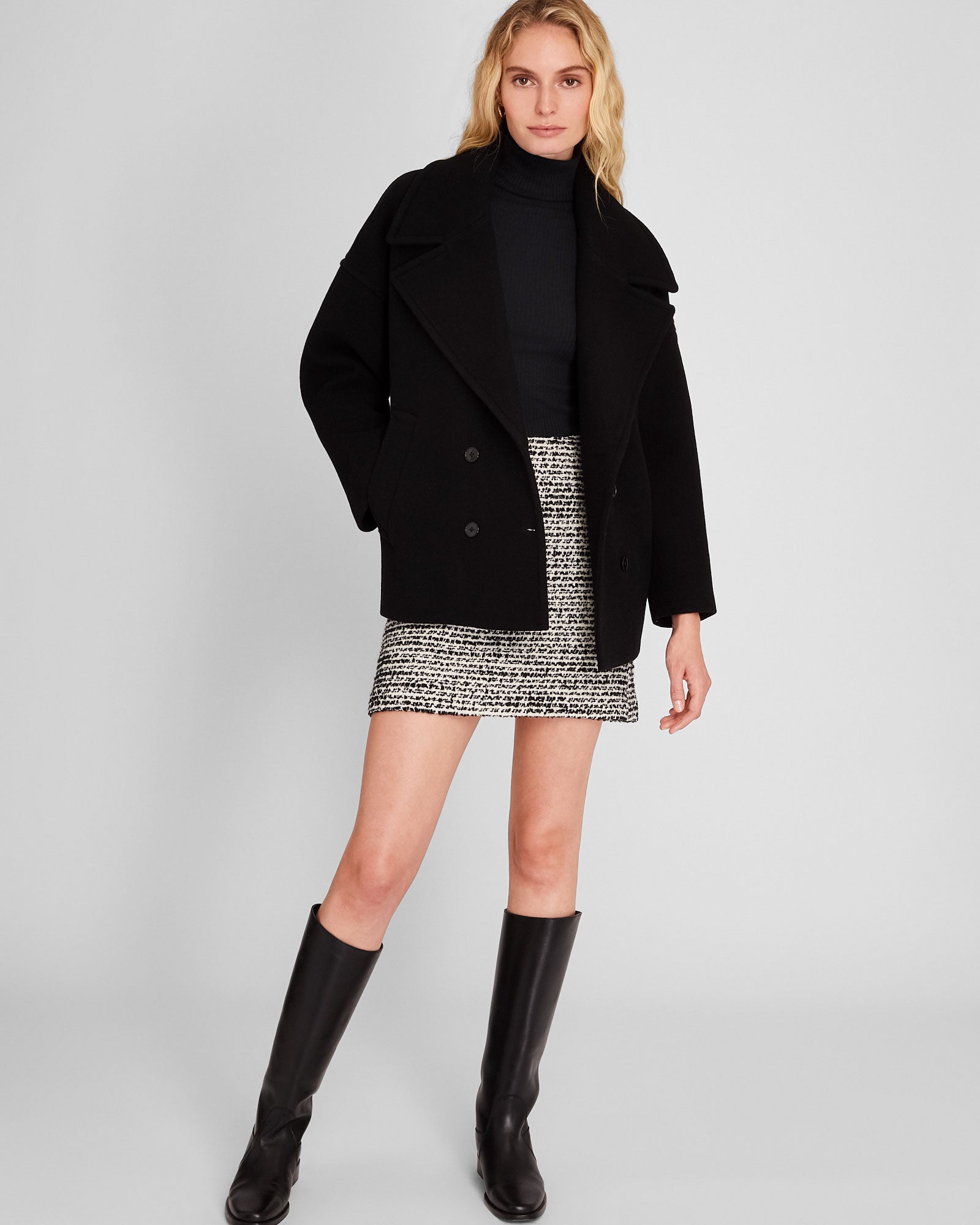 CLUB MONACO - Manteau court croisé décontracté - Noir