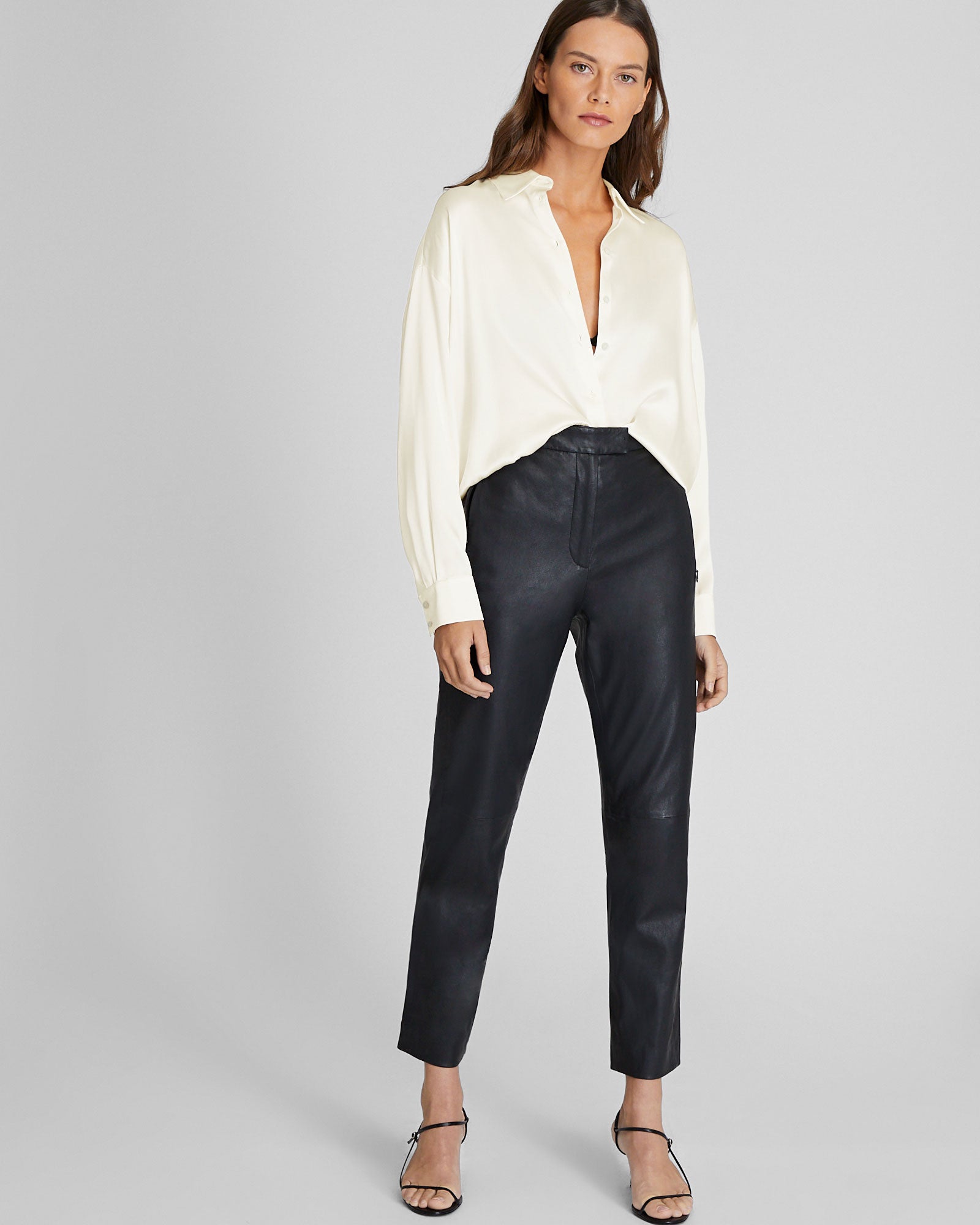CLUB MONACO - Silk Charmeuse Relaxed Button-Down Shirt - White