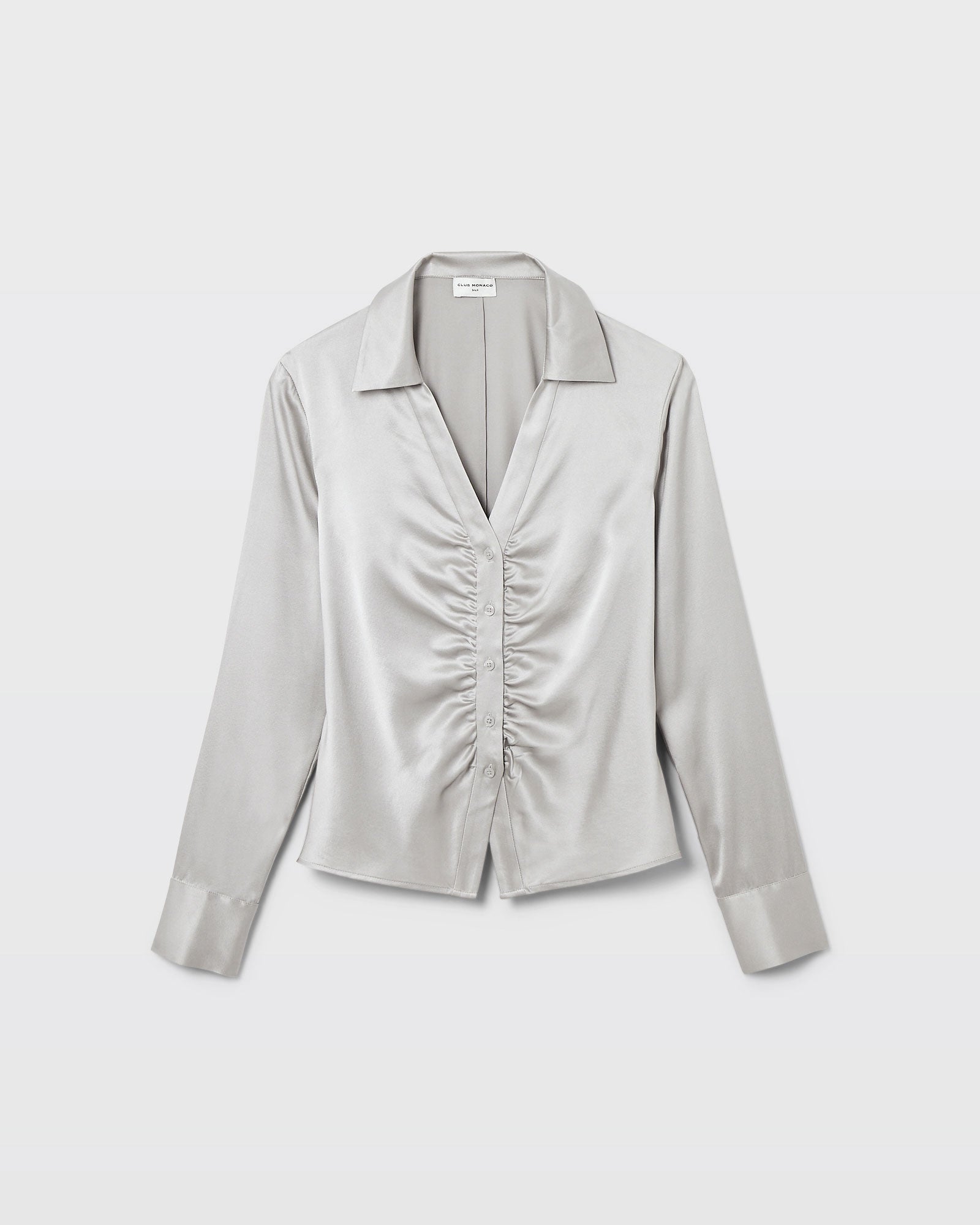 CLUB MONACO - Stretch Silk Charmeuse Top - Silver