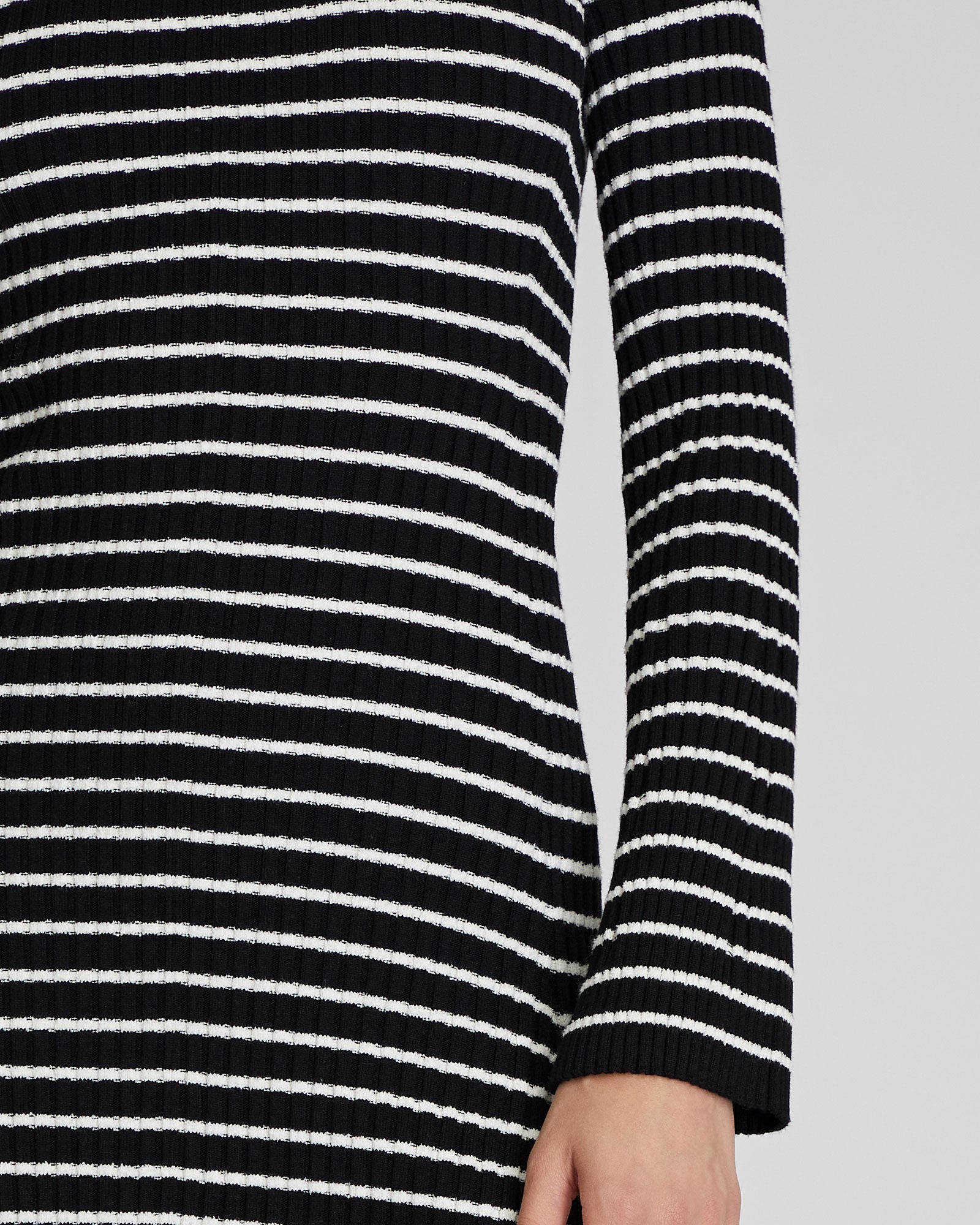 CLUB MONACO - Midi Striped Sweater Dress - White-Black