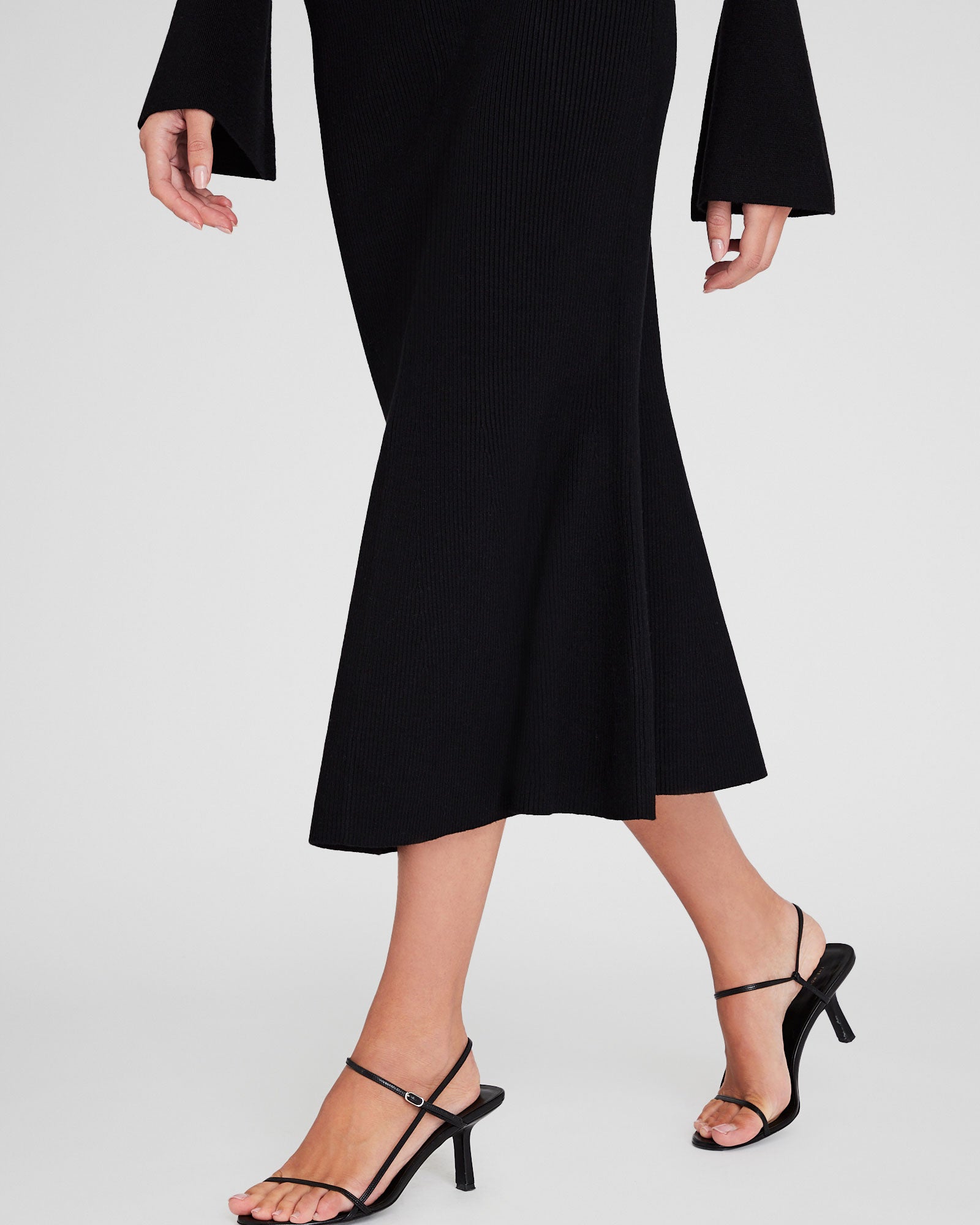 CLUB MONACO - Fluted Knit Midi Skirt - Black