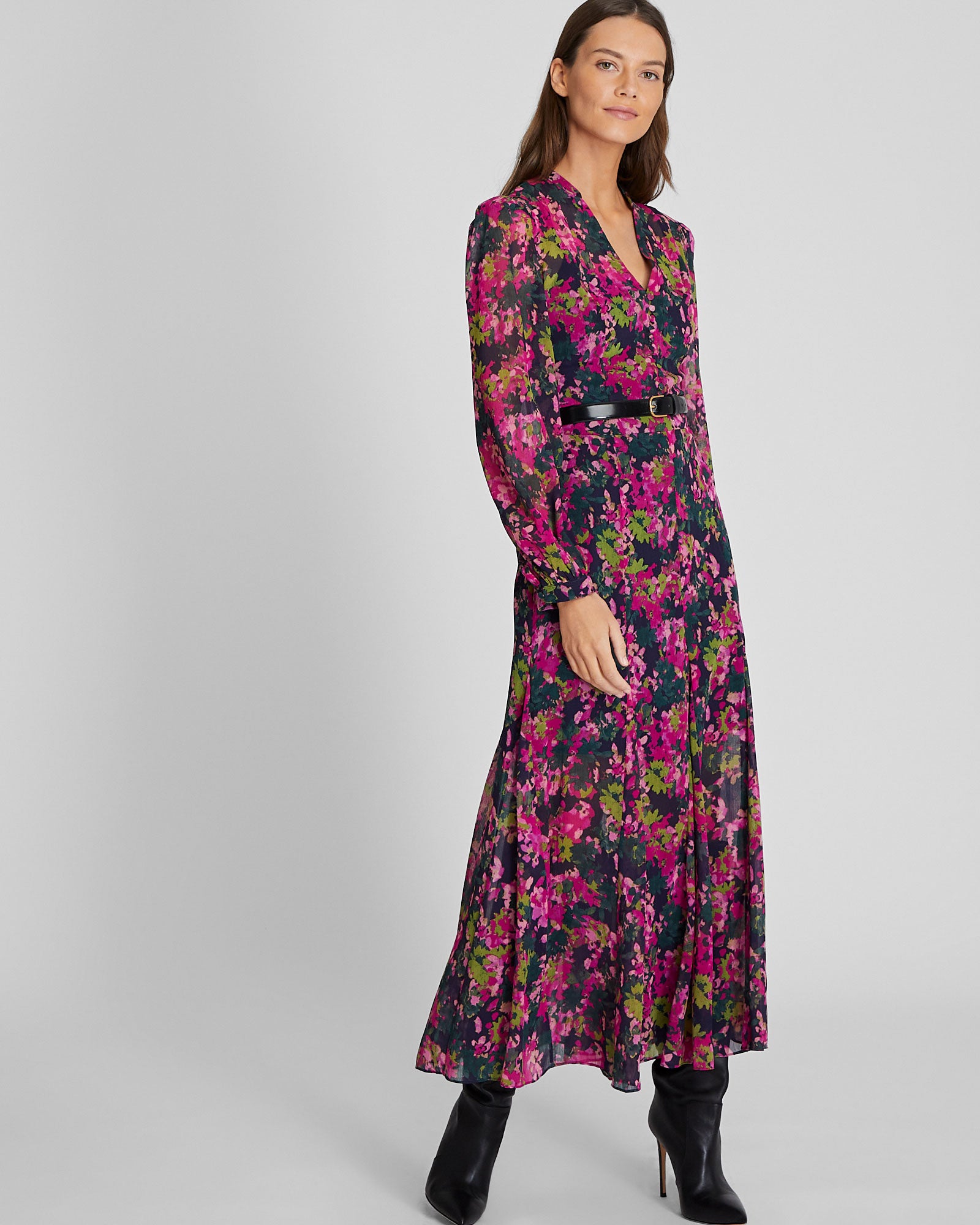 CLUB MONACO - Floral Print Maxi Dress - Pink Mix