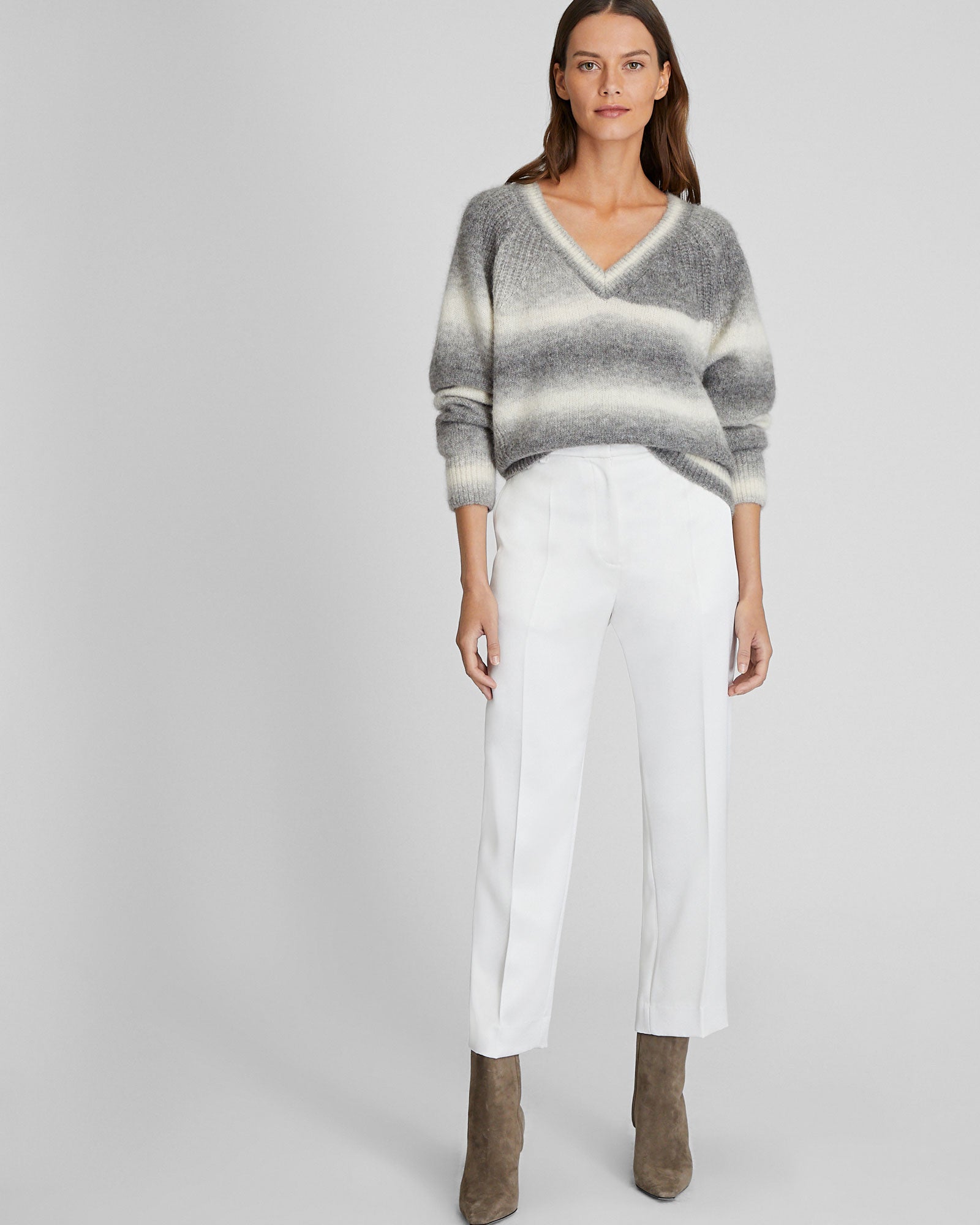 CLUB MONACO - Chandail à col en V en cachemire - Mélange Gris