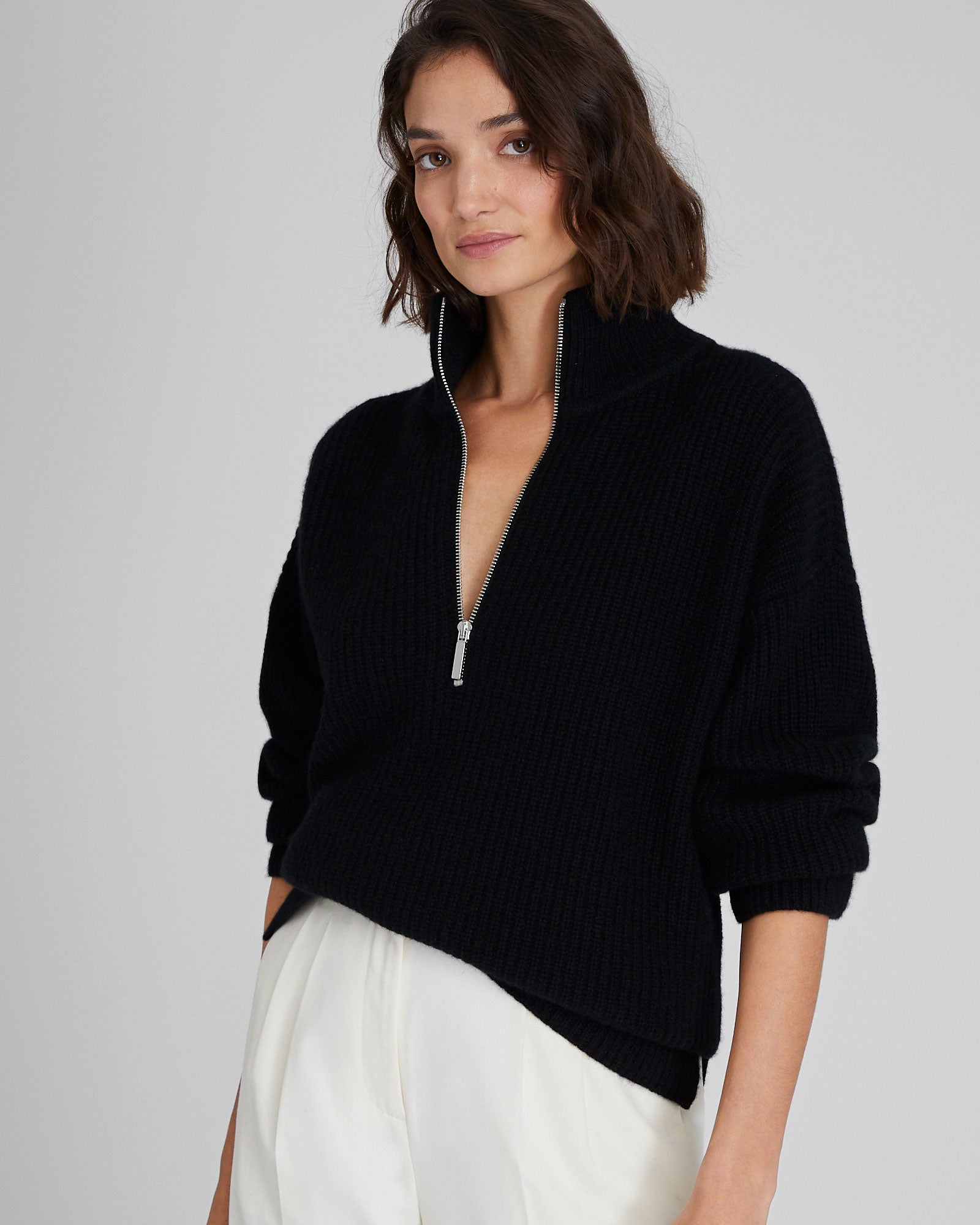 CLUB MONACO - Relaxed Cashmere Quarter-Zip Sweater - Black