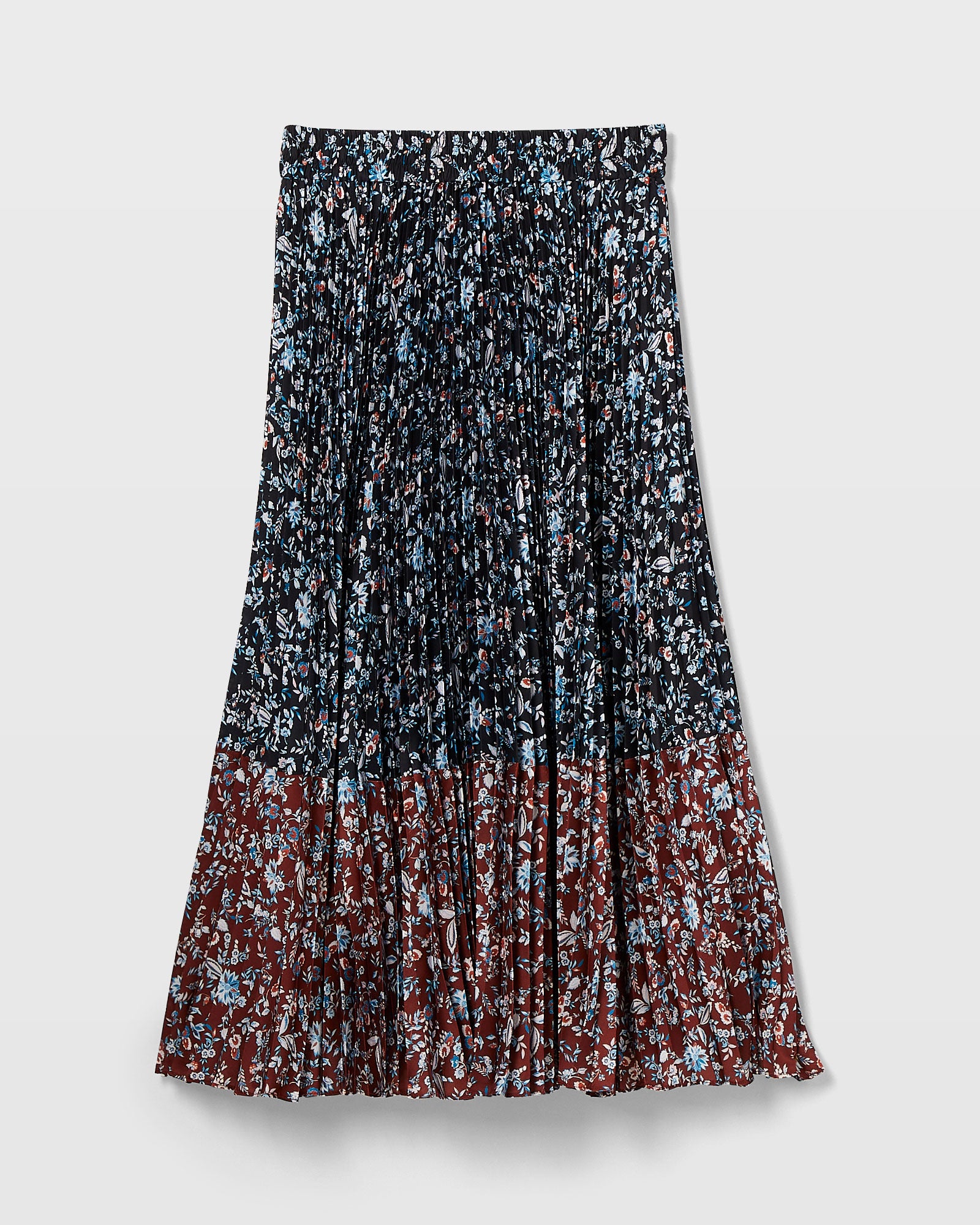 CLUB MONACO - Jupe florale deux tons plissée - Mélange Bleu