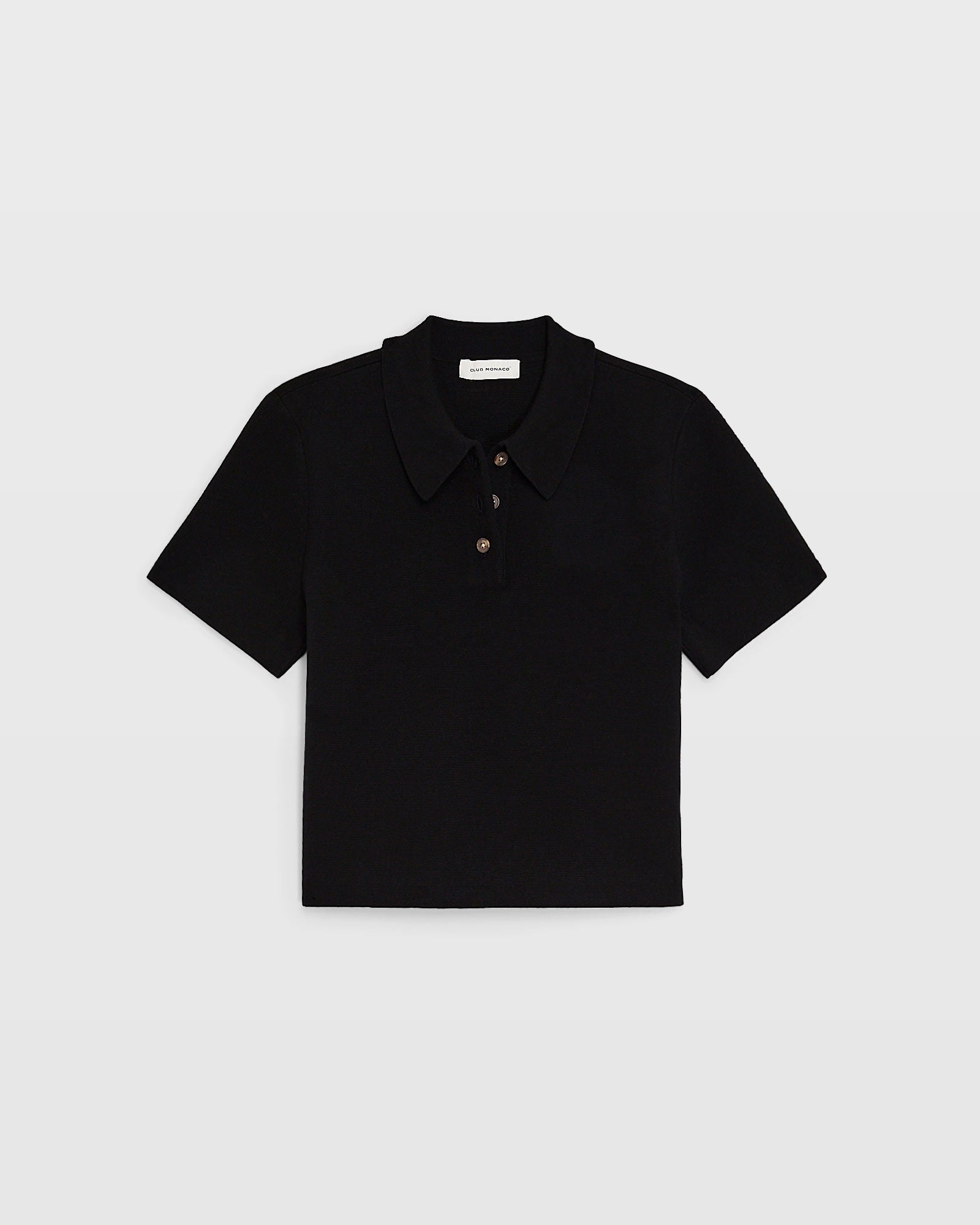 CLUB MONACO - Polo Collar Sweater Tee - Black