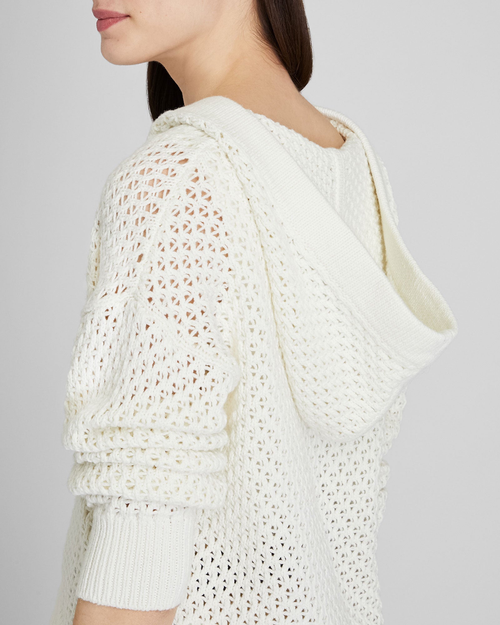 CLUB MONACO - Chandail à capuche en maille - Blanc