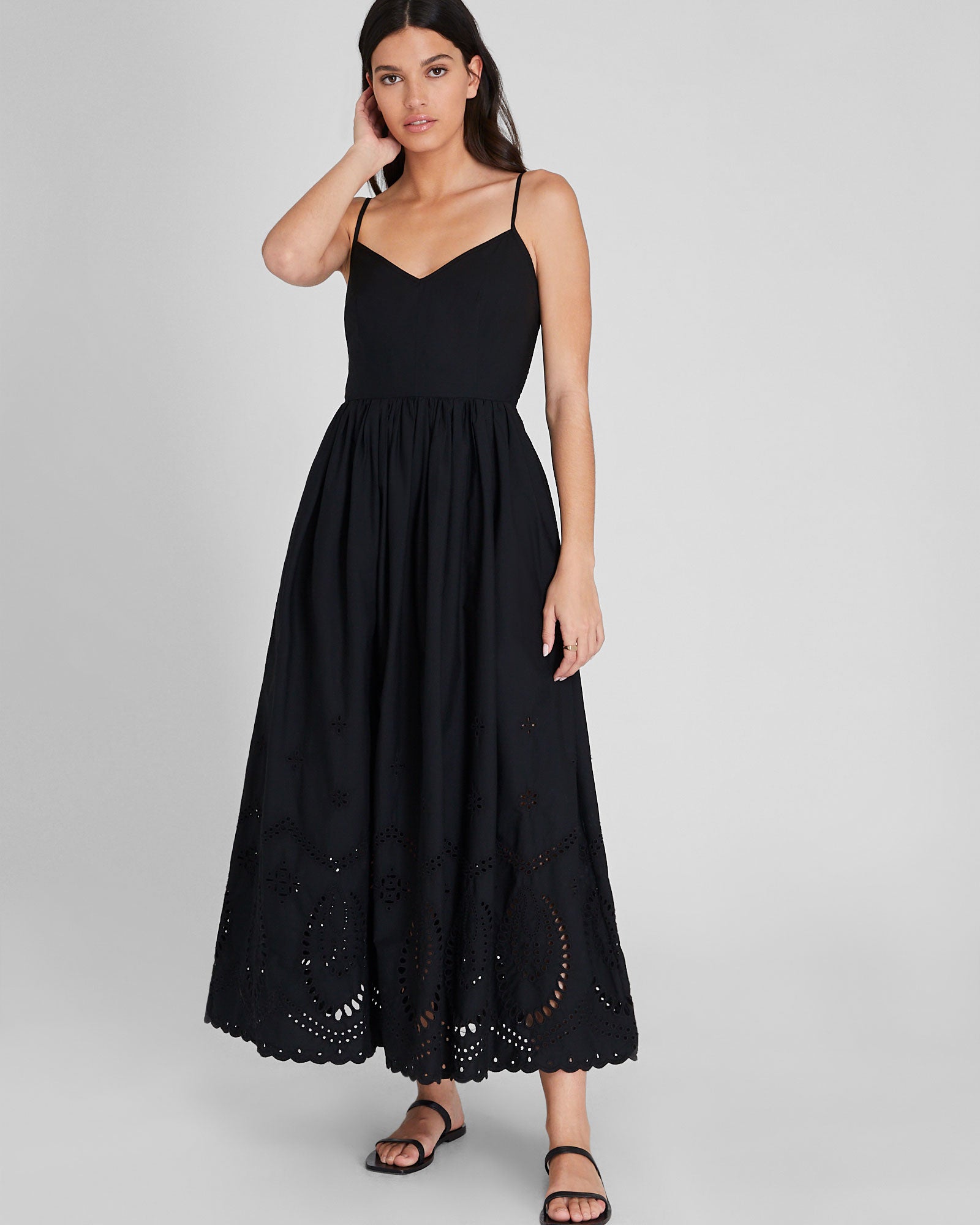 CLUB MONACO - Embroidered Eyelet Maxi Dress - Black
