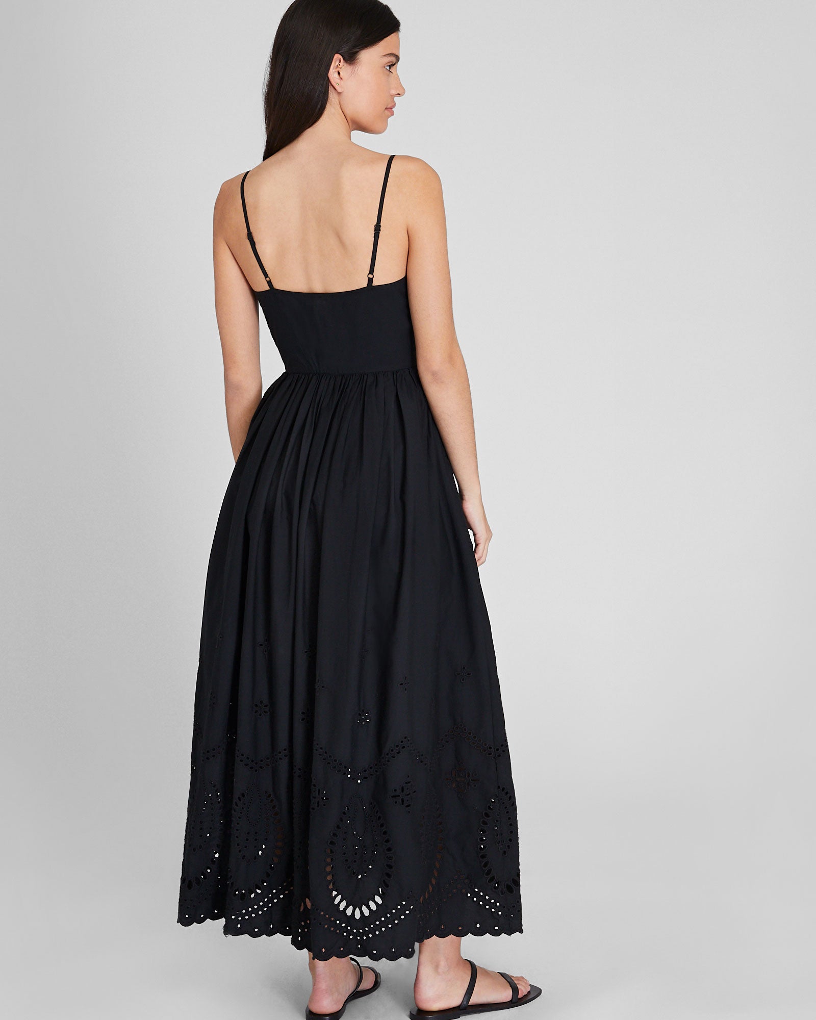 CLUB MONACO - Embroidered Eyelet Maxi Dress - Black