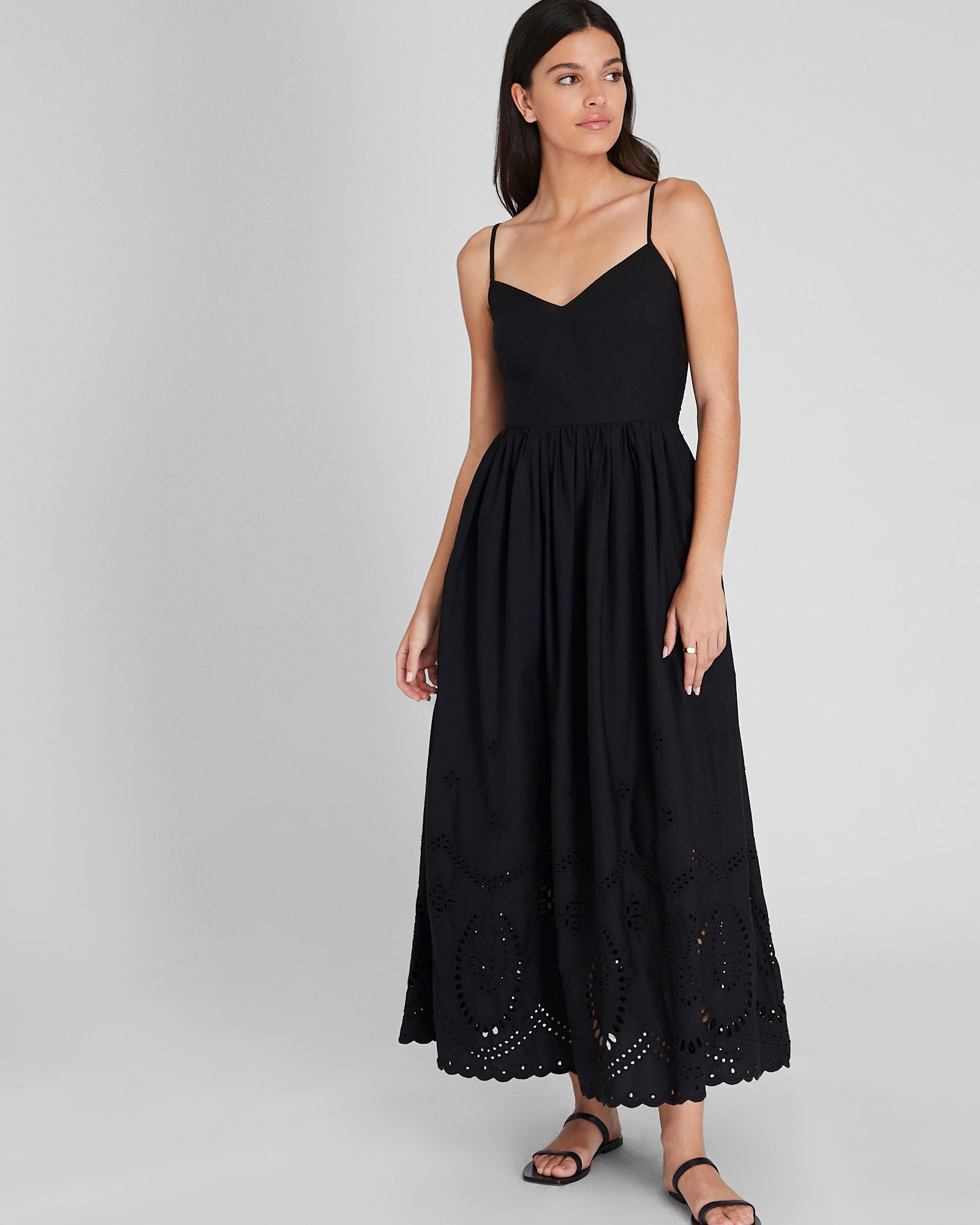 CLUB MONACO - Embroidered Eyelet Maxi Dress - Black