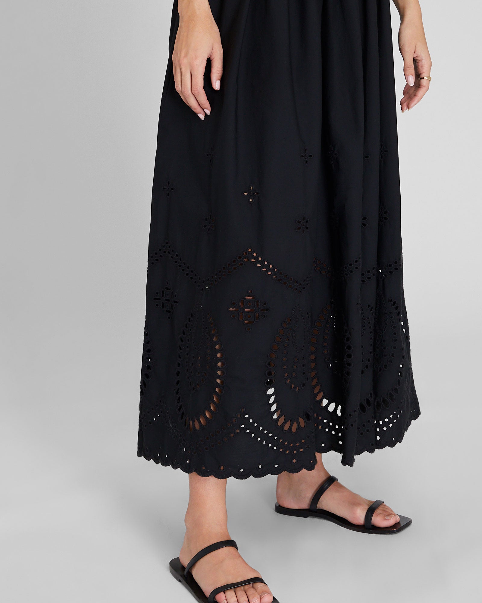 CLUB MONACO - Embroidered Eyelet Maxi Dress - Black