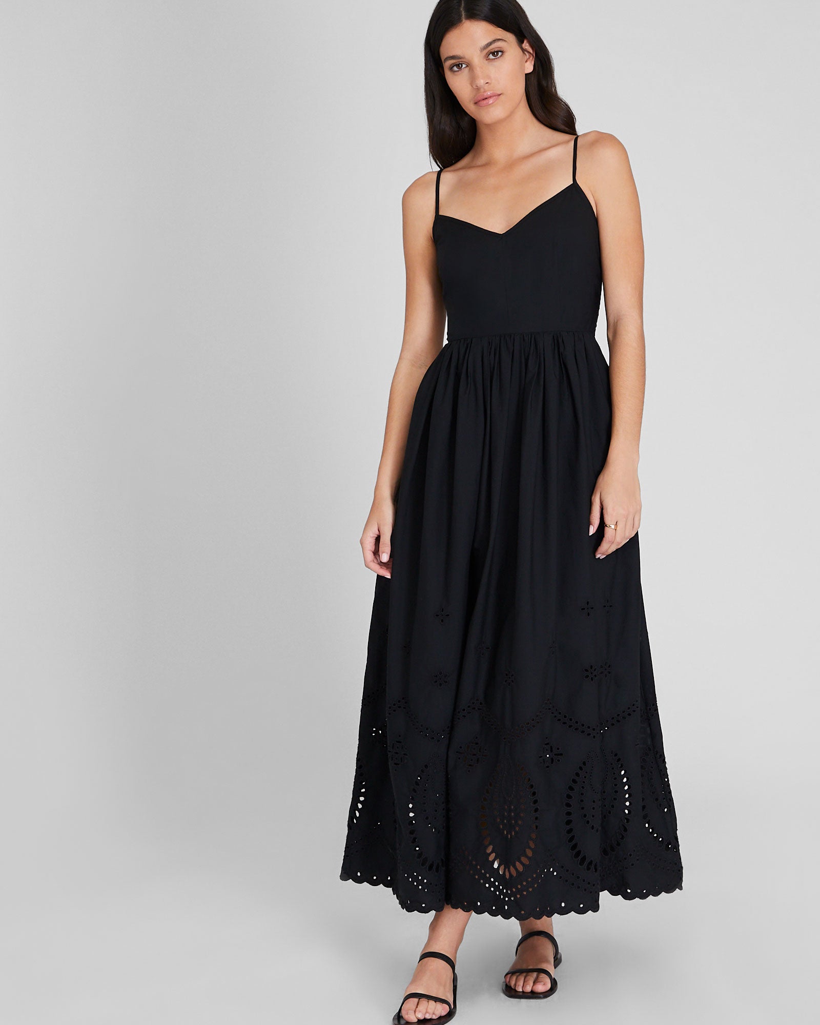 CLUB MONACO - Embroidered Eyelet Maxi Dress - Black