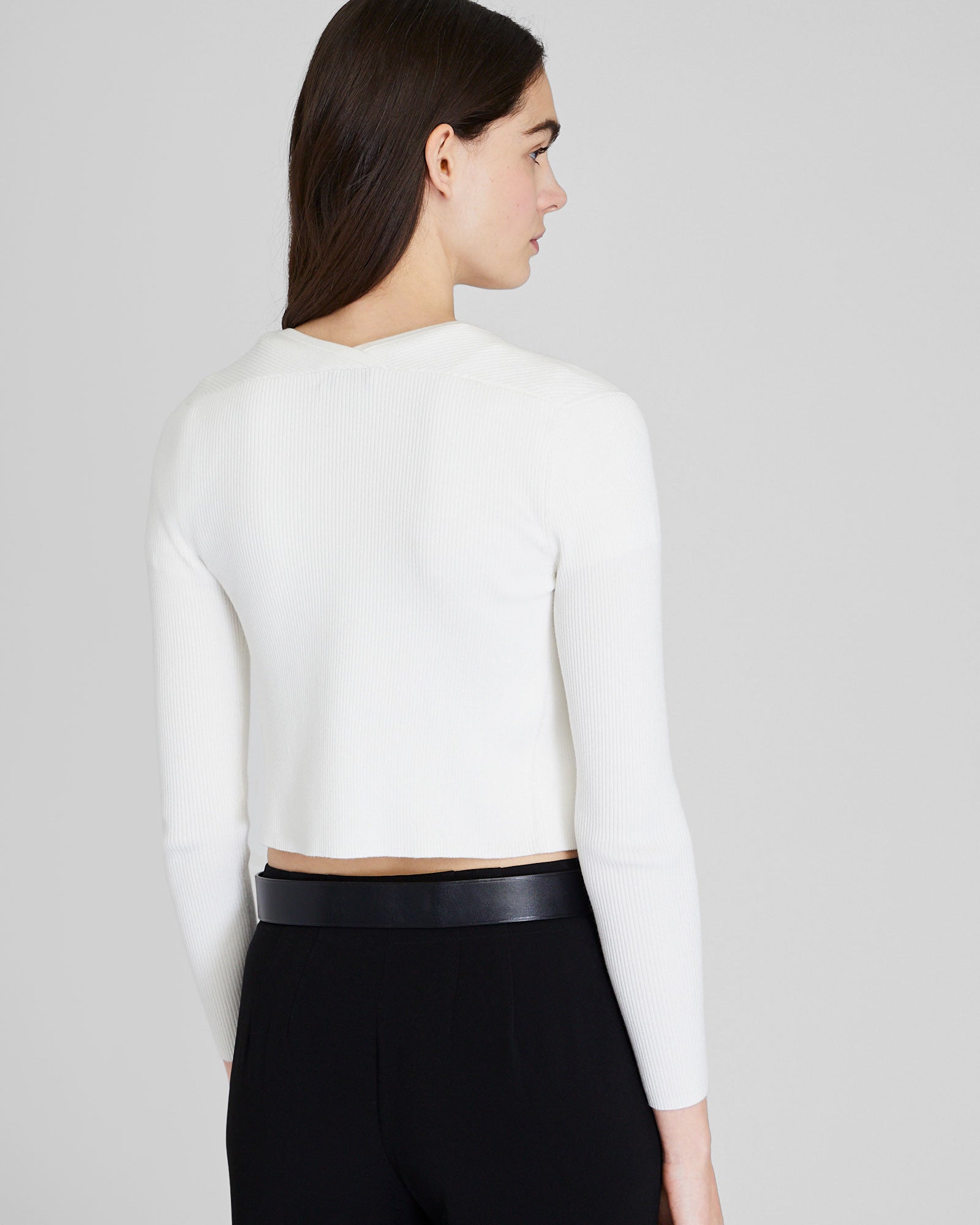CLUB MONACO - Cardigan côtelé boutonné - Blanc