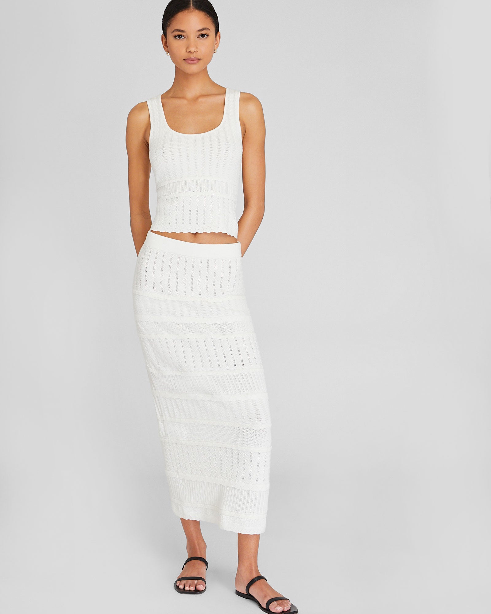 CLUB MONACO - Mixed Stitch Tank - White