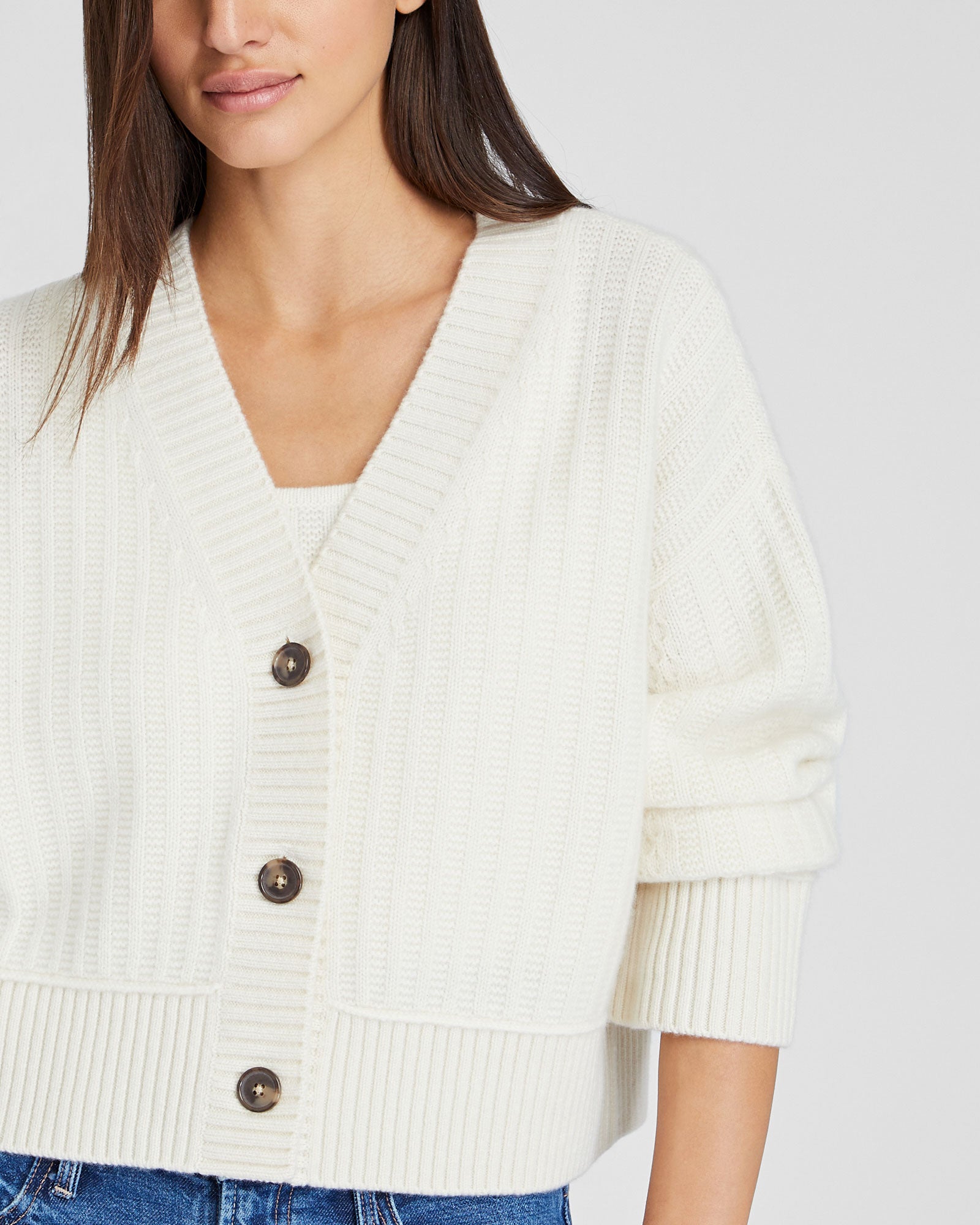CLUB MONACO - Textured Cashmere Cardigan - Ivory