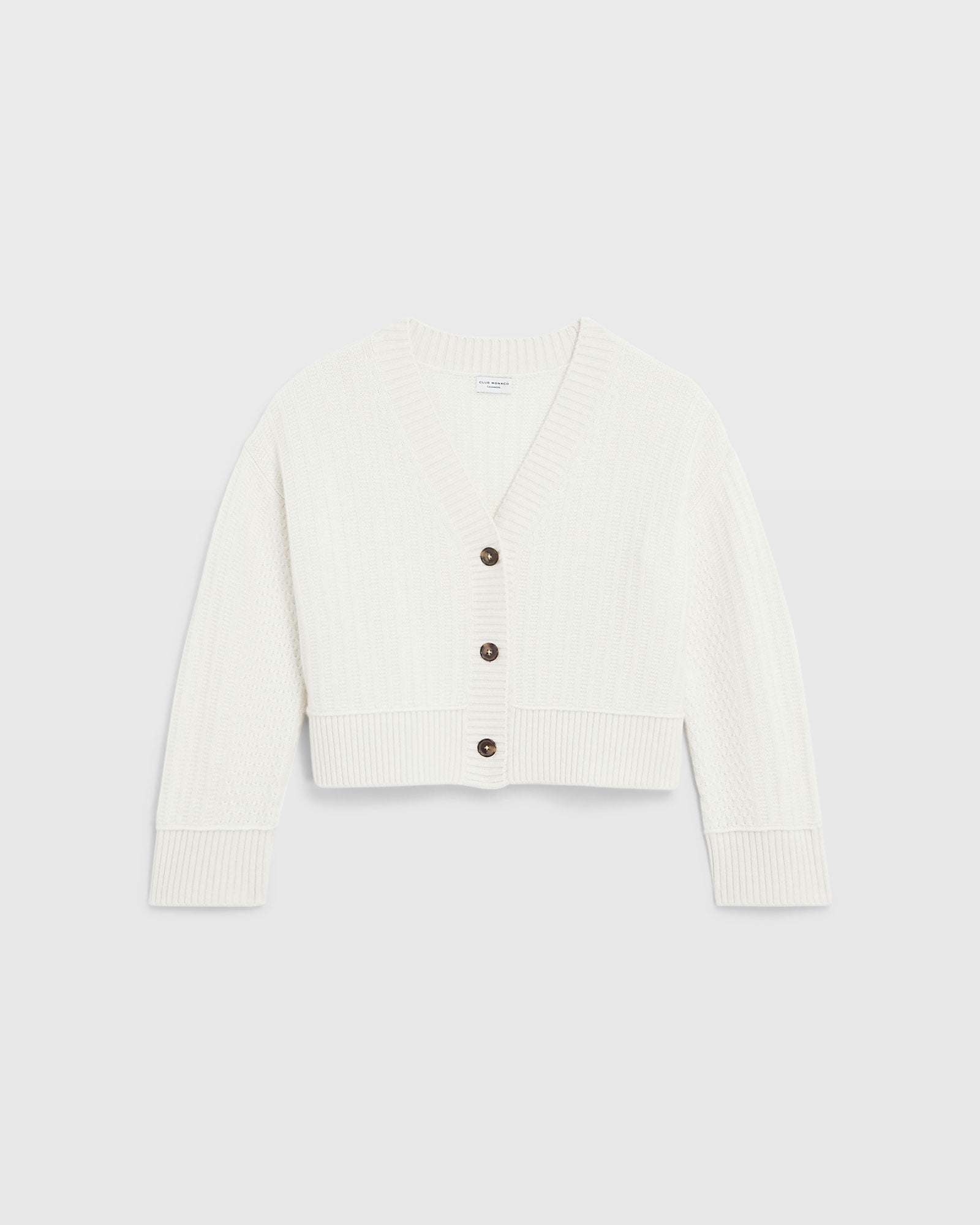 CLUB MONACO - Textured Cashmere Cardigan - Ivory