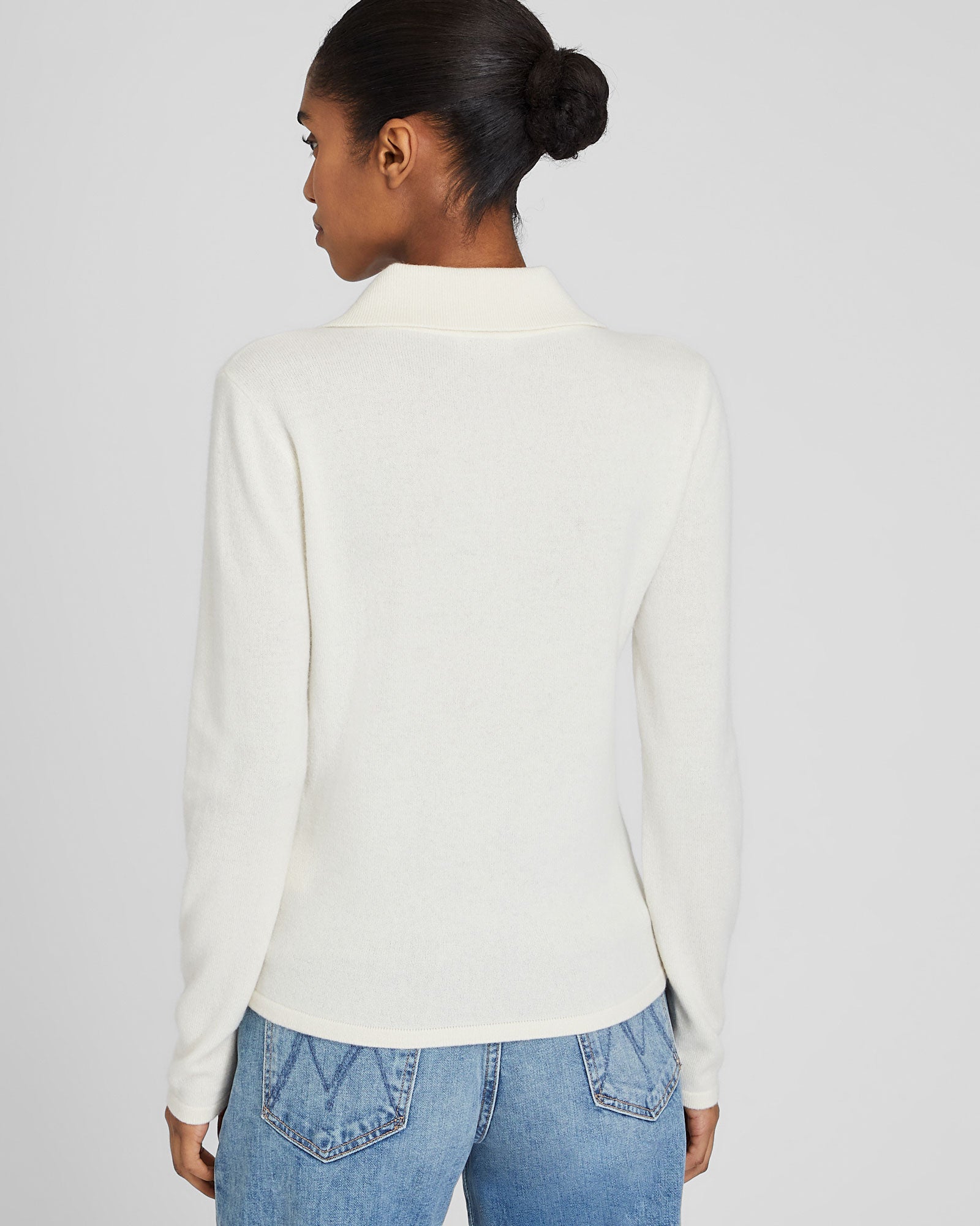 CLUB MONACO - Cashmere Johnny Collar Sweater - Ivory